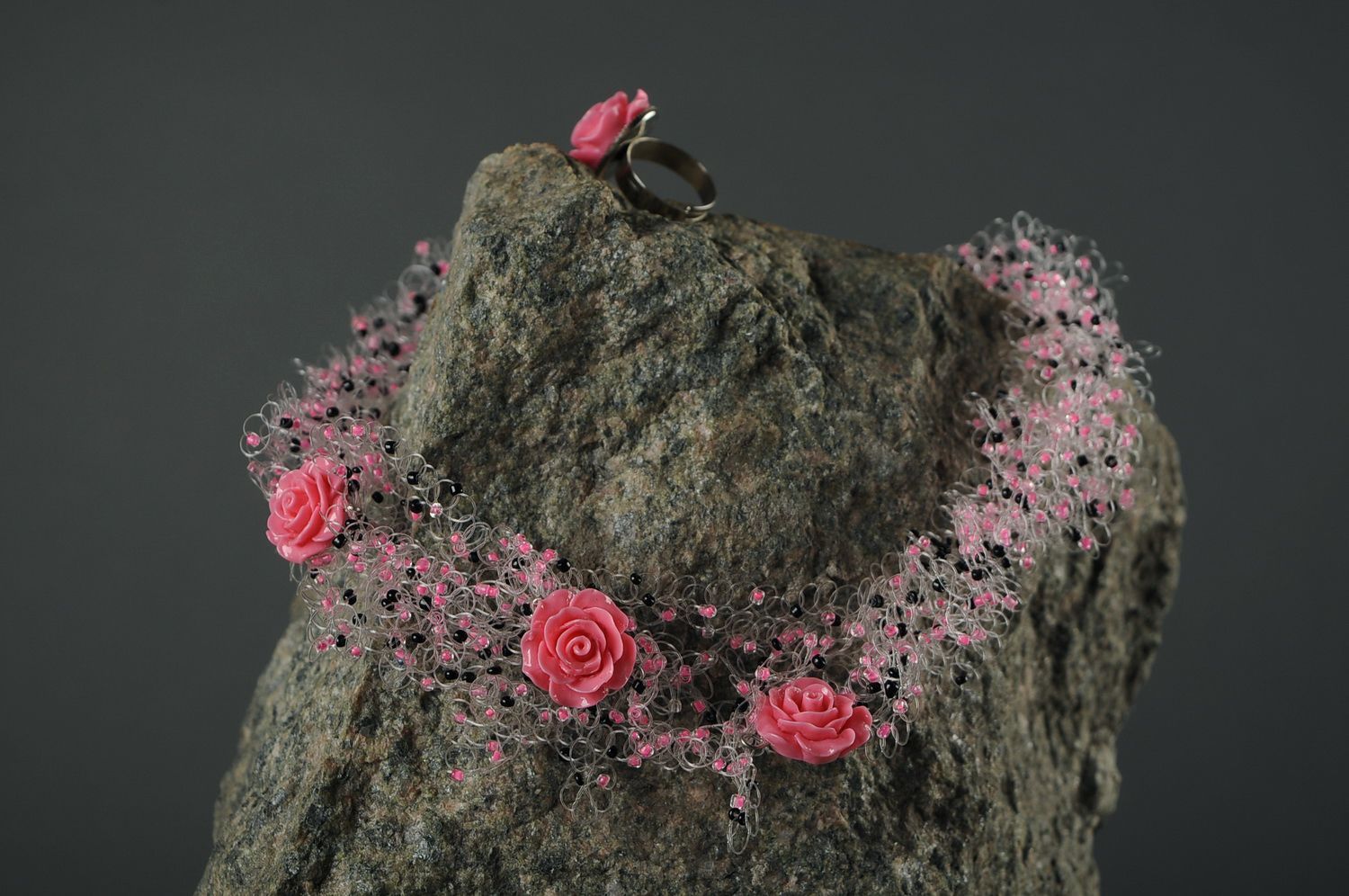 Conjunto de joyas de abalorios Mañana rosada foto 1