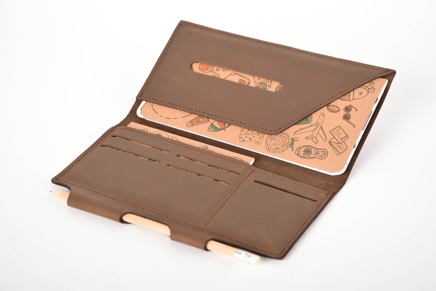 Handmade leather card holder document holder travel case leather goods photo 2