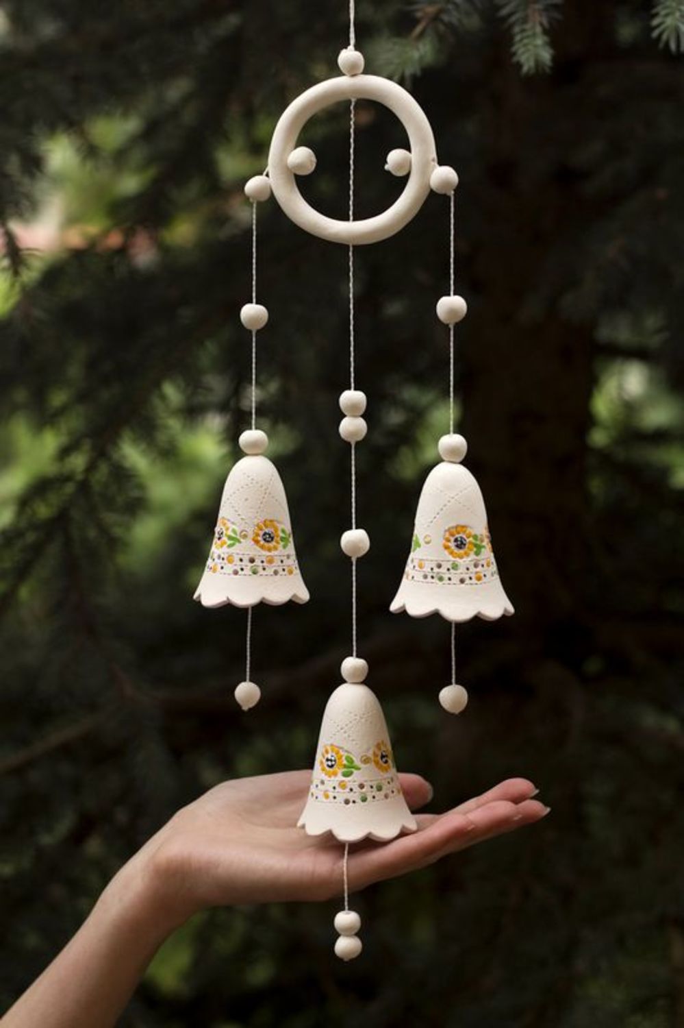 Campanello d'autore in ceramica fatto a mano campanella tenera bianca
 foto 3