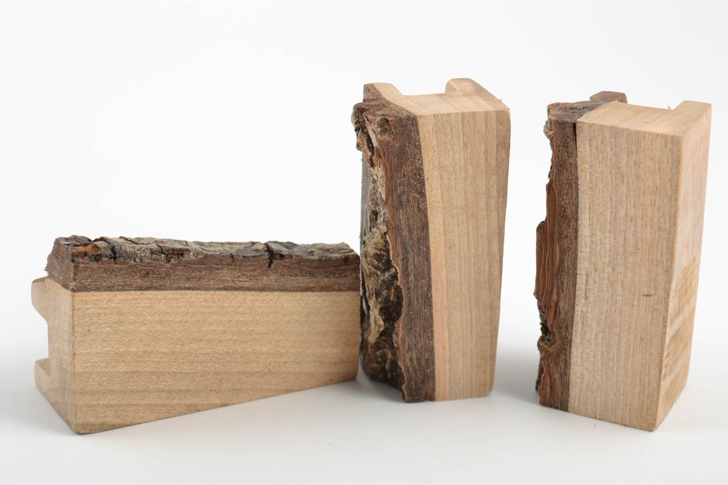 Braunes handmade Handyständer Set aus Holz 3 Stück für Interieur im Öko Stil foto 4