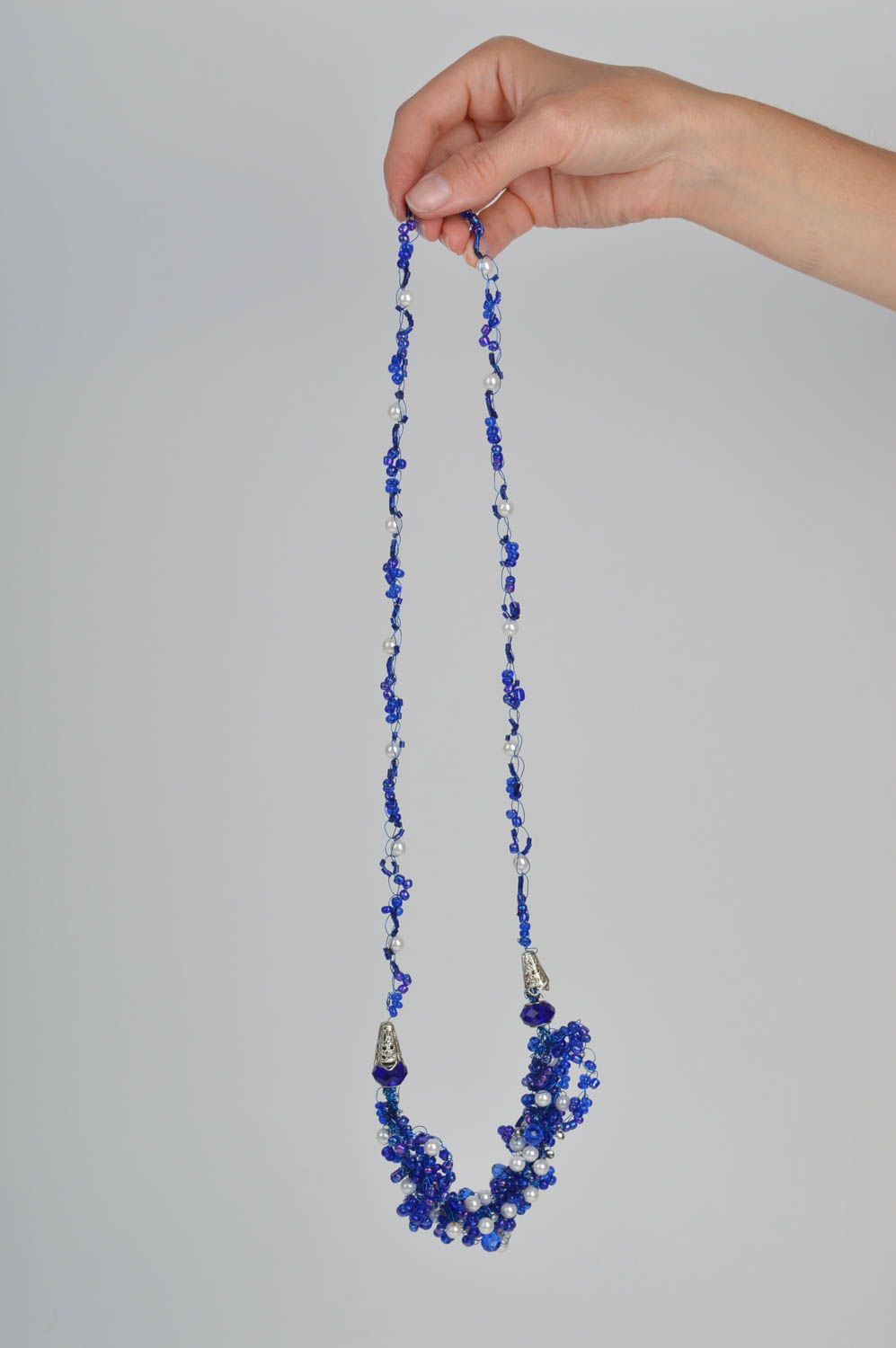 Collier perles de rocaille Bijou fait main bleu perles Accessoire femme photo 5