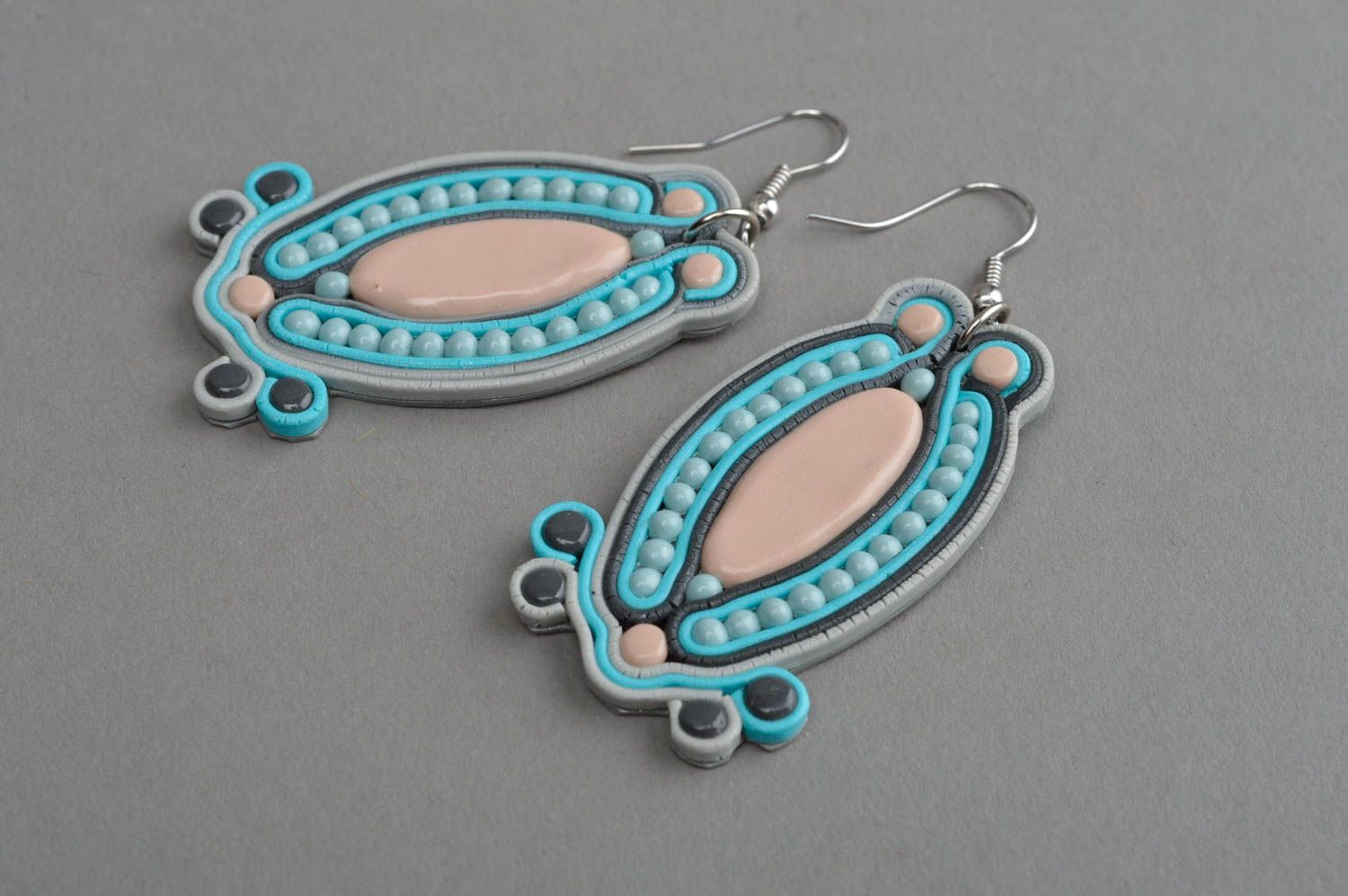 Handmade earrings polymer clay painted earrings stylish summer accessory photo 2