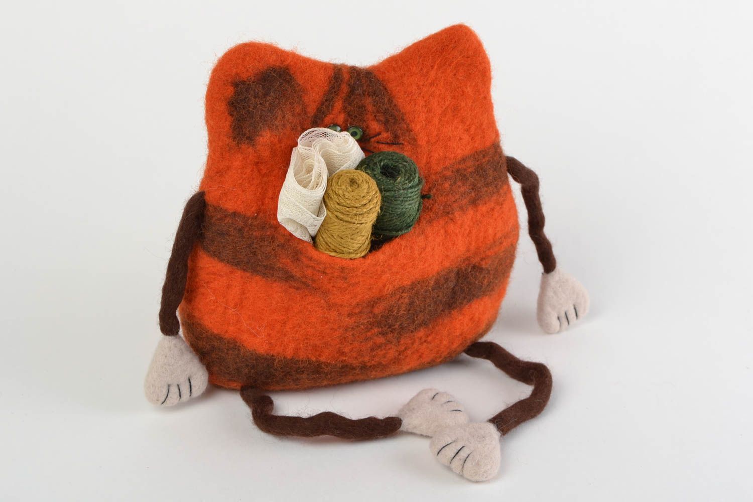 Portaoggetti fatto a mano giocattolo carino di lana naturale oggetti per casa
 foto 5