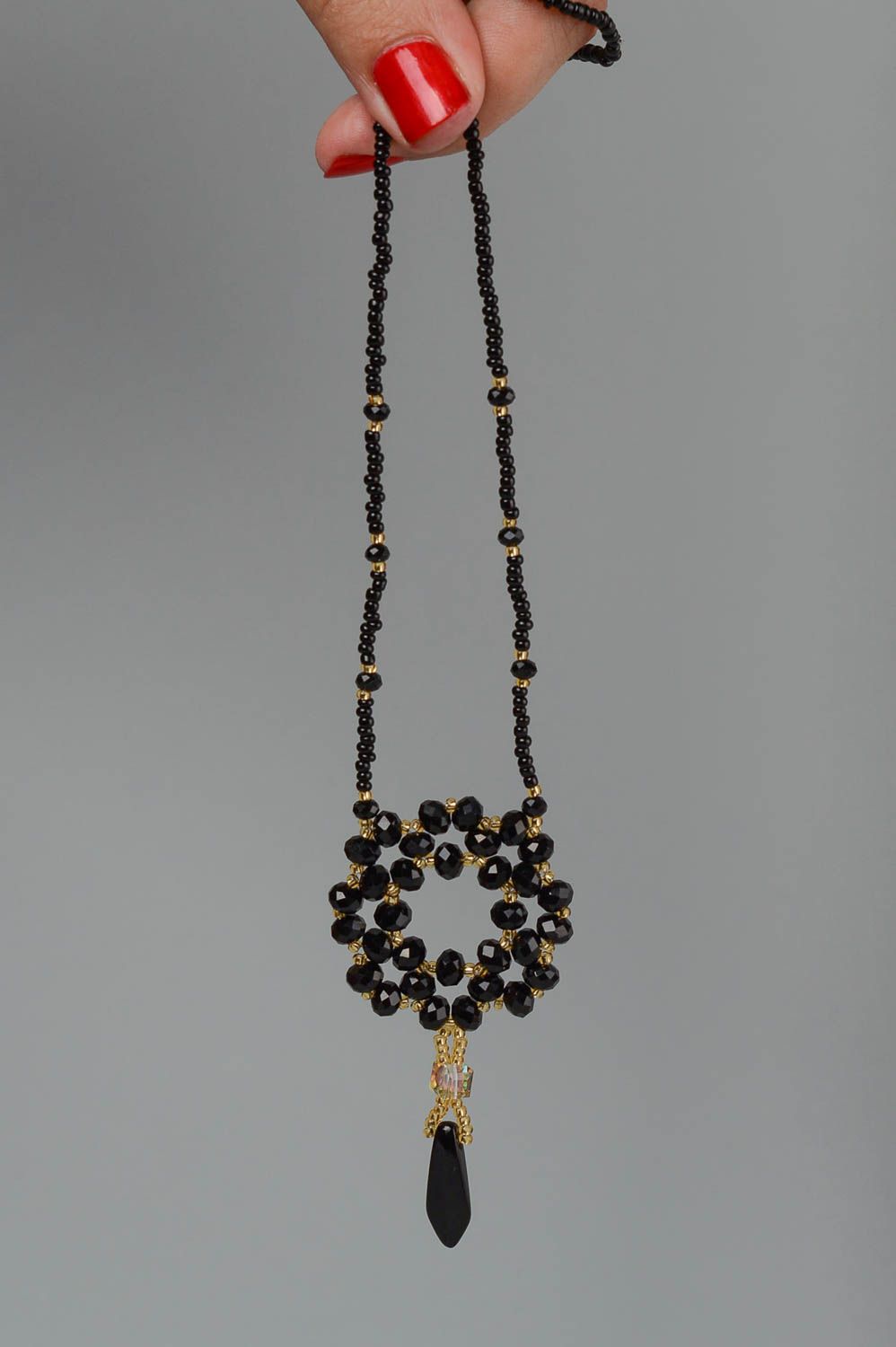 Handcraft necklace seed beads necklace designer accessories vintage bijouterie photo 5