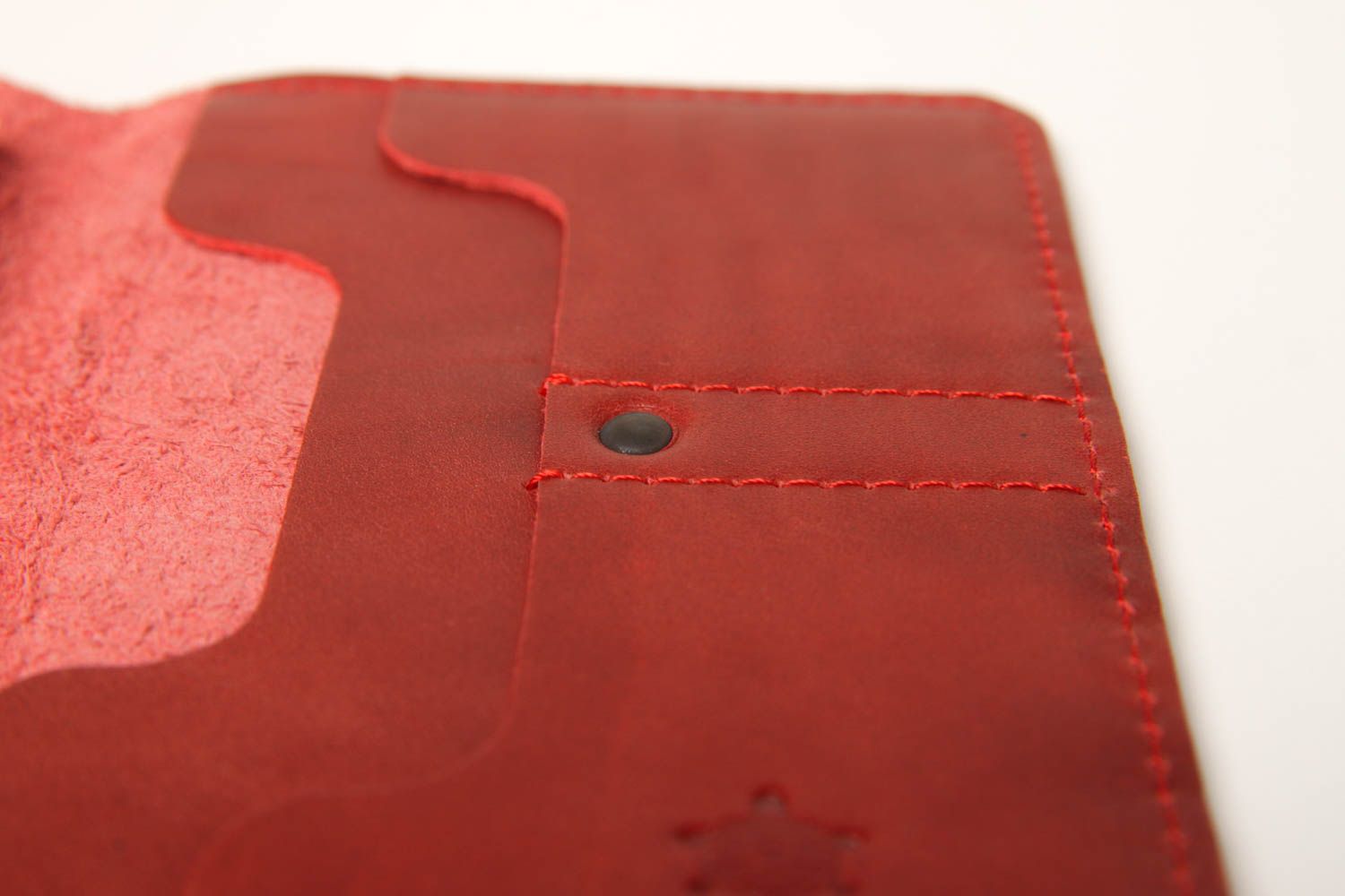 Red handmade leather wallet elegant wallet designer accessories for girls photo 5