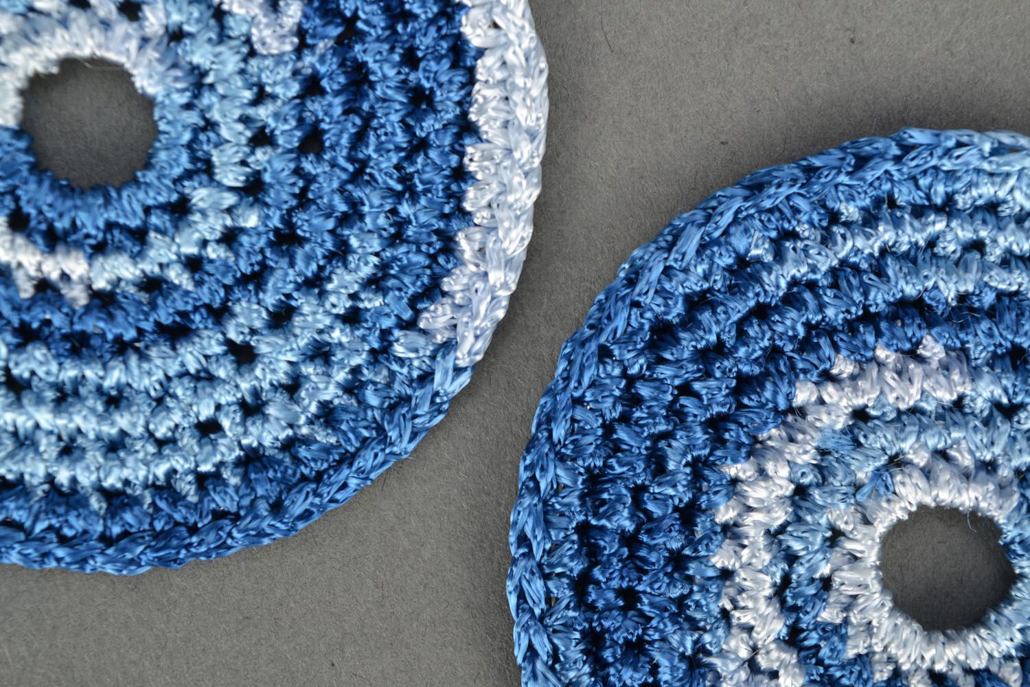 Large round hand-crocheted earrings photo 3