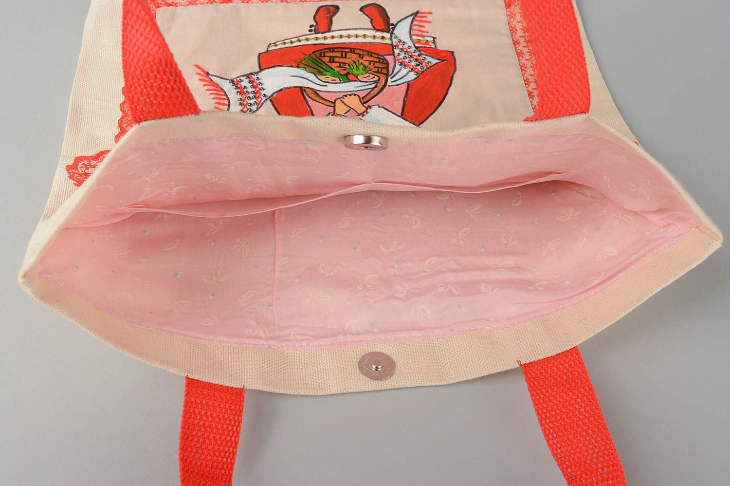Handmade fabric bag with painting elegant large bag textile shoulder bag photo 4