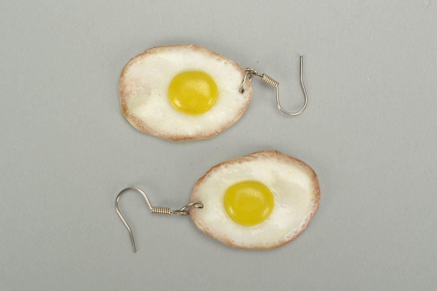 Polymer clay earrings Fried Eggs photo 2