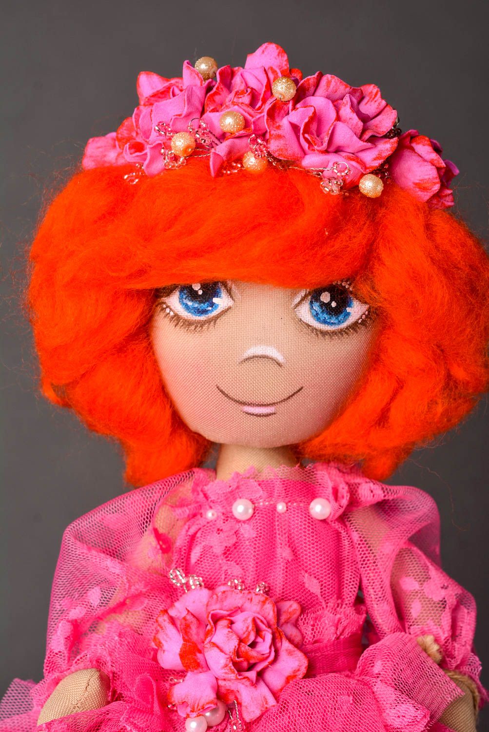 Кукла ручной работы кукла из ткани авторская мягкая кукла с рыжими волосами фото 3