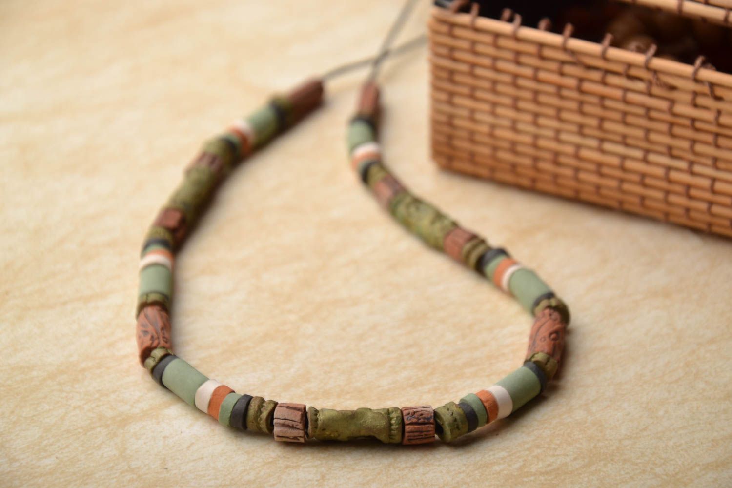 Ceramic bead necklace photo 1