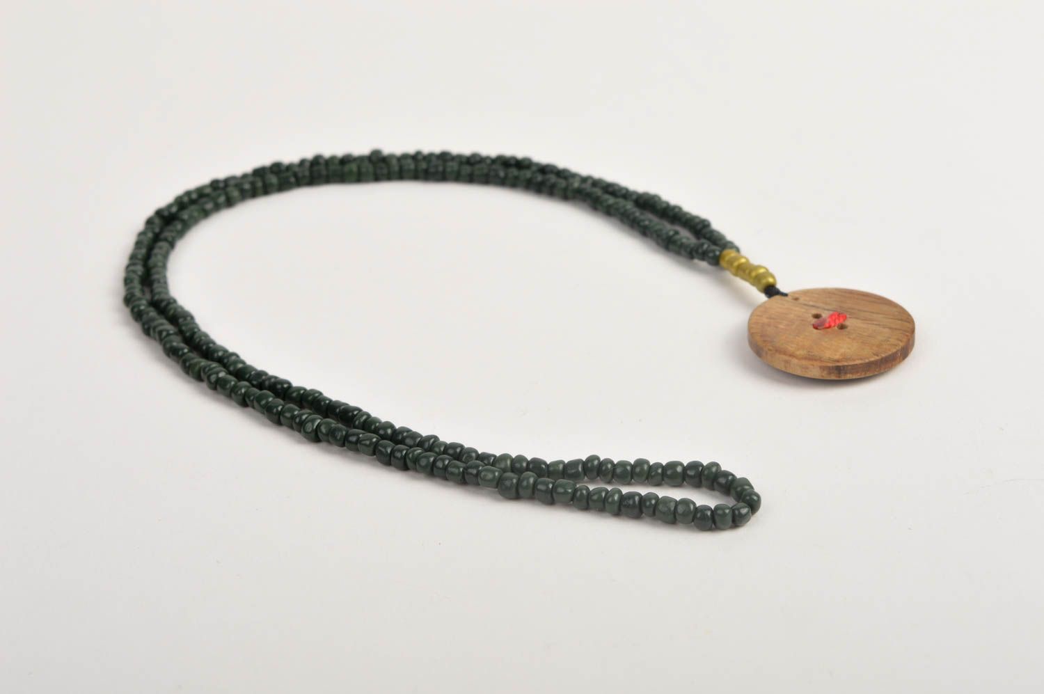 Кулон ручной работы украшение на шею аксессуар из дерева и бусин морской кулон фото 5