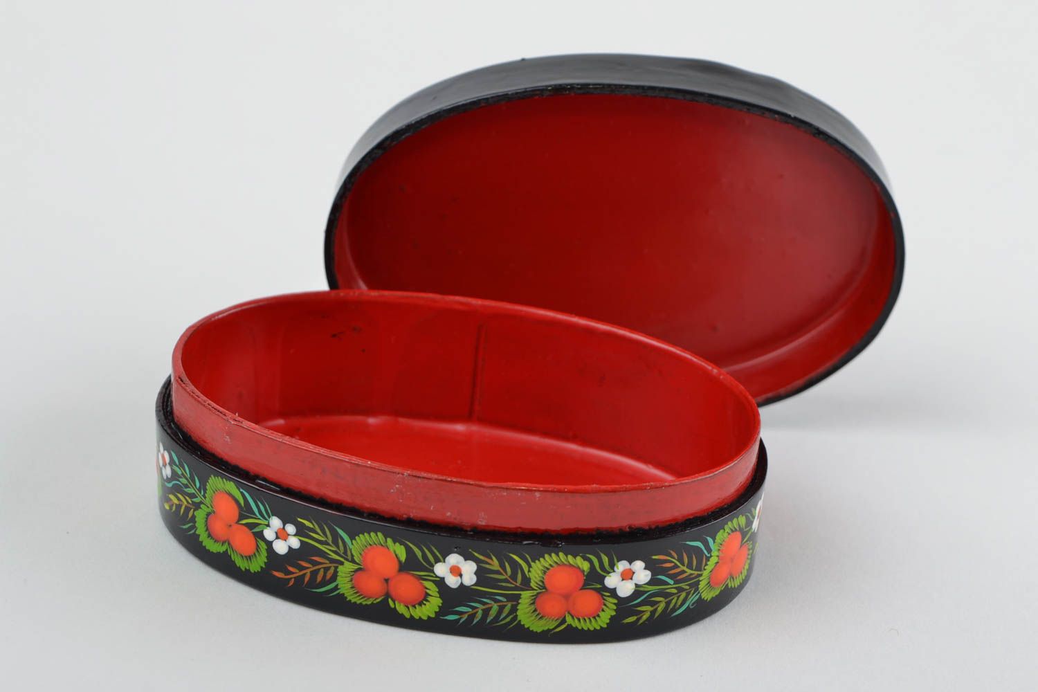 Handmade Schmuck Schatulle schöne Schachtel Geschenk für Frau aus Pappmache oval foto 10