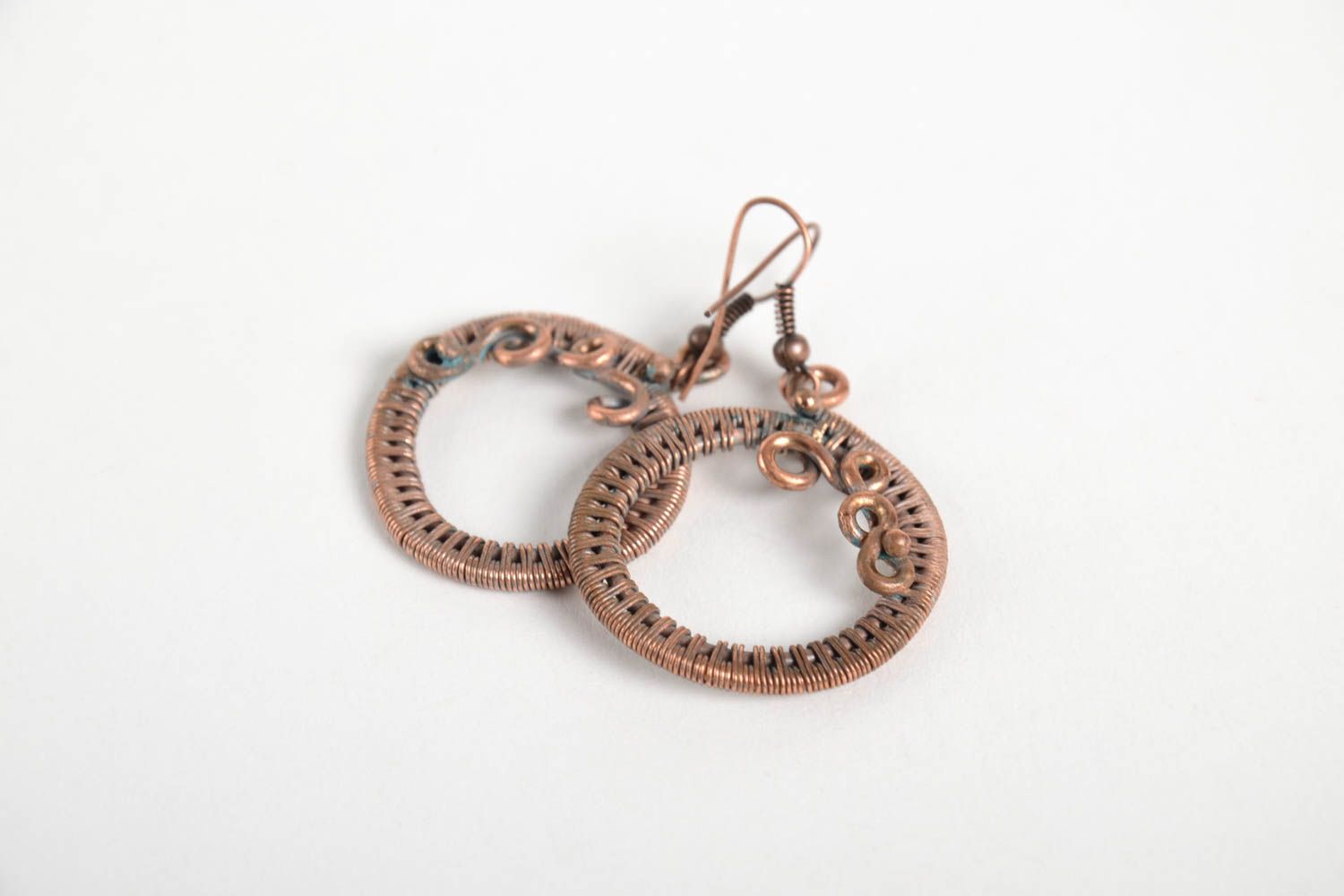 Handmade runde Kupfer Ohrringe Designer Schmuck Accessoire für Frauen foto 4