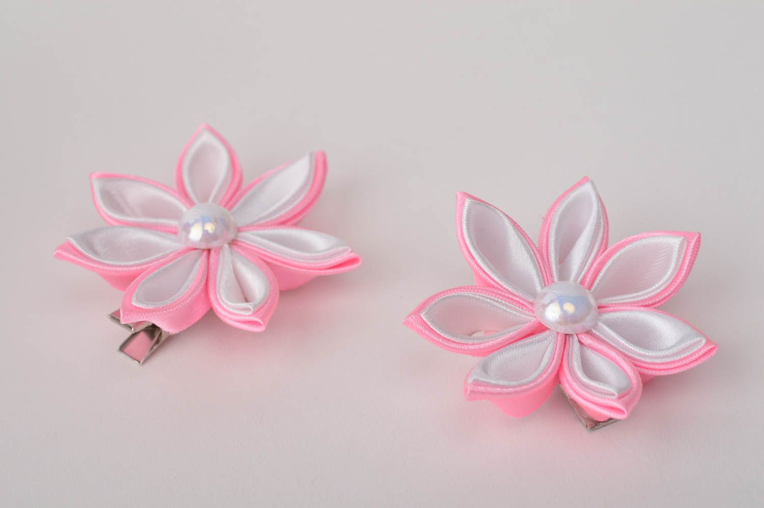 Homemade jewelry set flower hair clips kanzashi flowers gifts for baby girl photo 7
