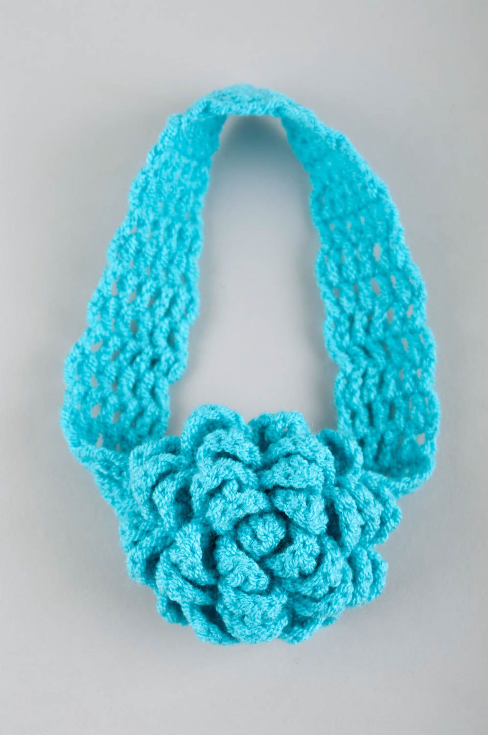 Повязка на голову ручной работы голубая повязка для девочки детская повязка фото 5