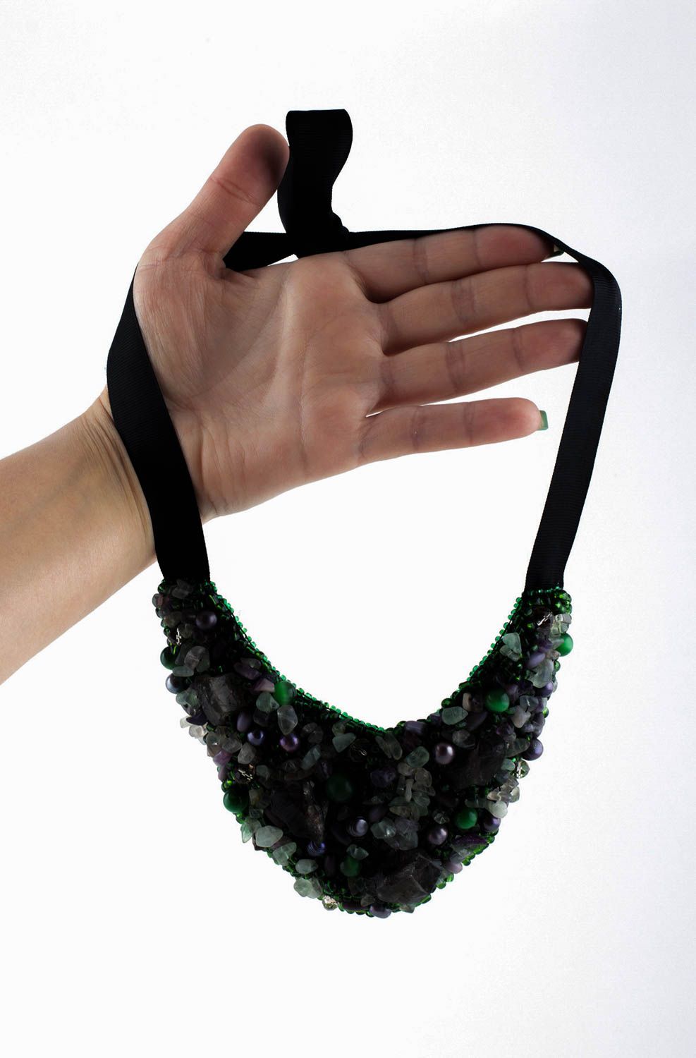 Handmade Perlen Schmuck Modeschmuck Halskette Geschenk für Frauen mit Naturstein foto 5