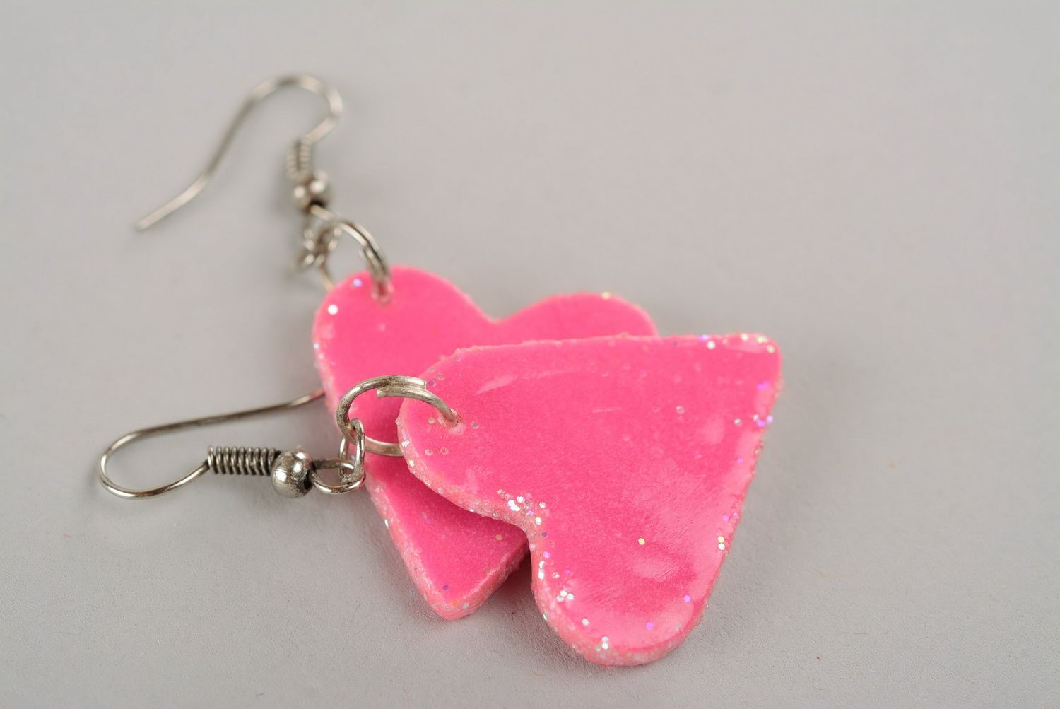 Heart earrings made of polymer clay photo 2