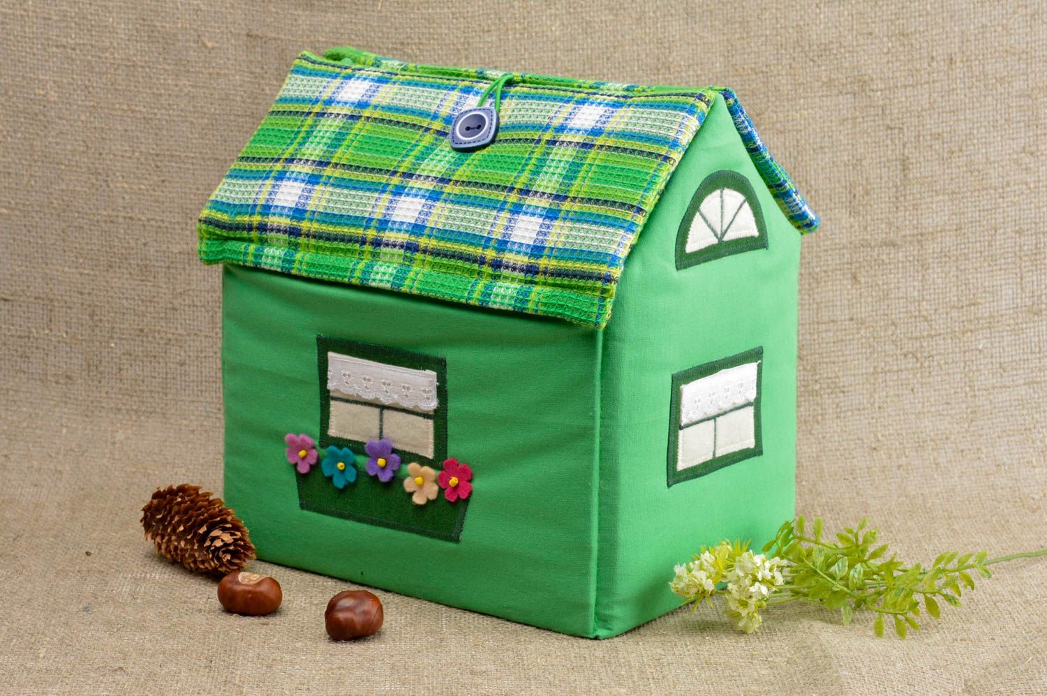 Игрушка домик хенд мейд мягкая игрушка красивая зеленая детская игрушка фото 1