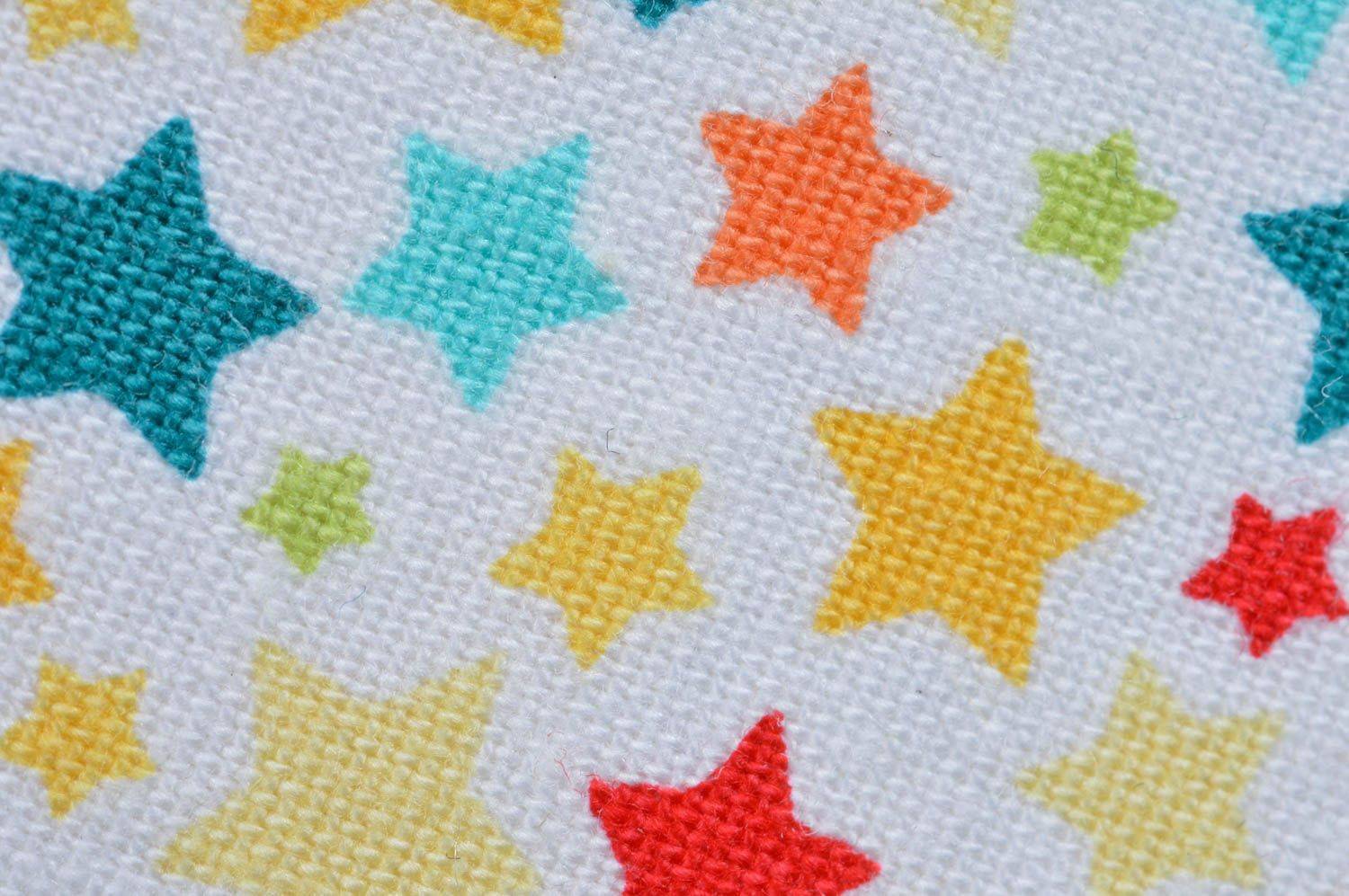 Grandes boucles d'oreilles en tissu rondes étoiles multicolores faites main  photo 3