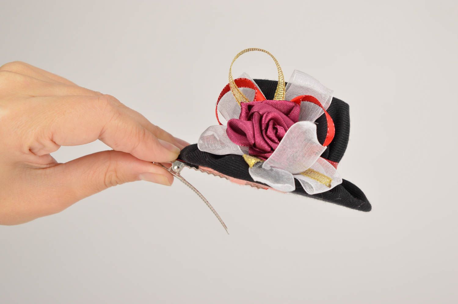 Unusual handmade hair clip bright beautiful jewelry designer accessories  photo 1