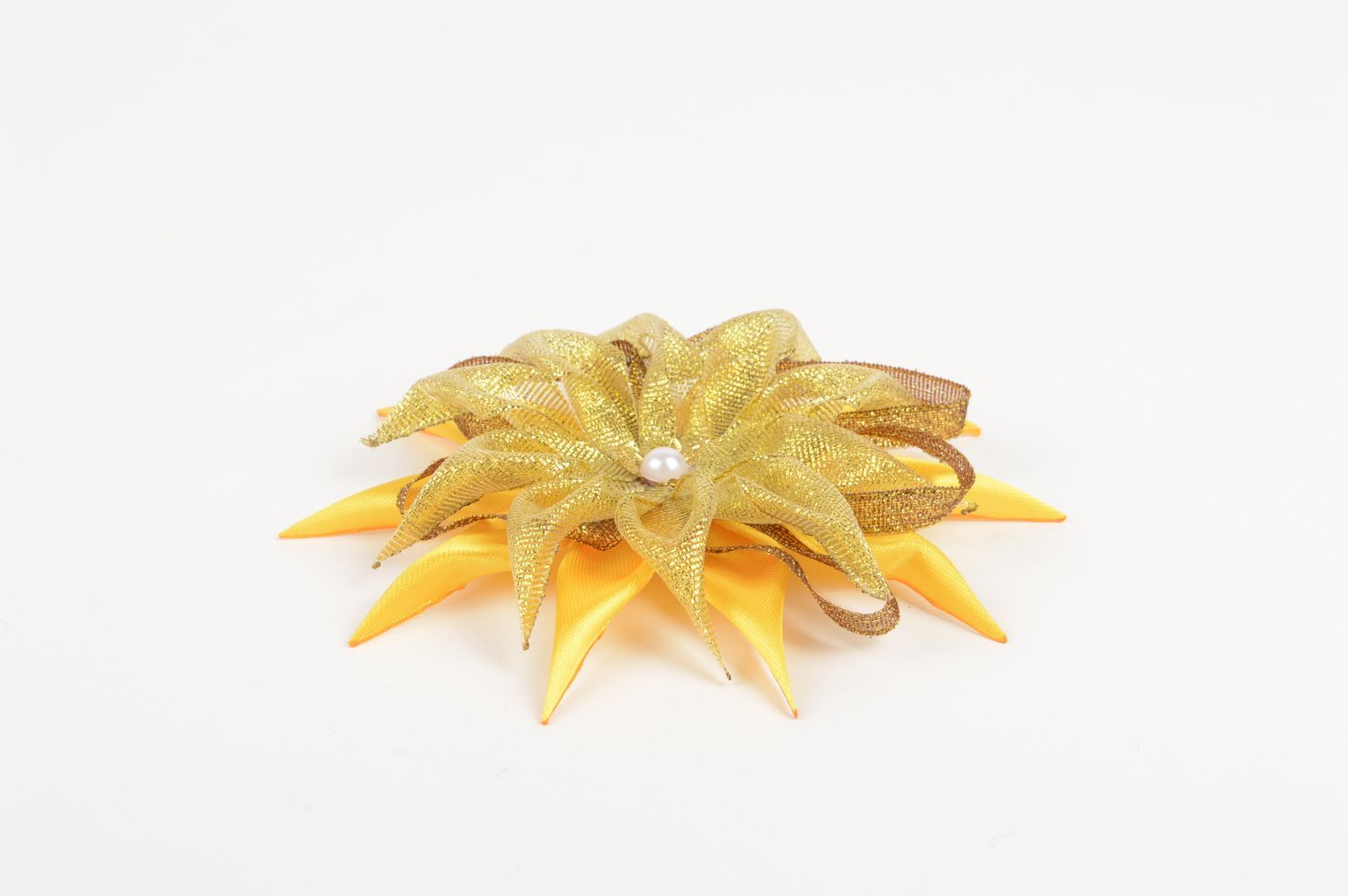 Festliche gelbe Blume Haarspange handgemachter Schmuck Accessoire für Mädchen foto 1