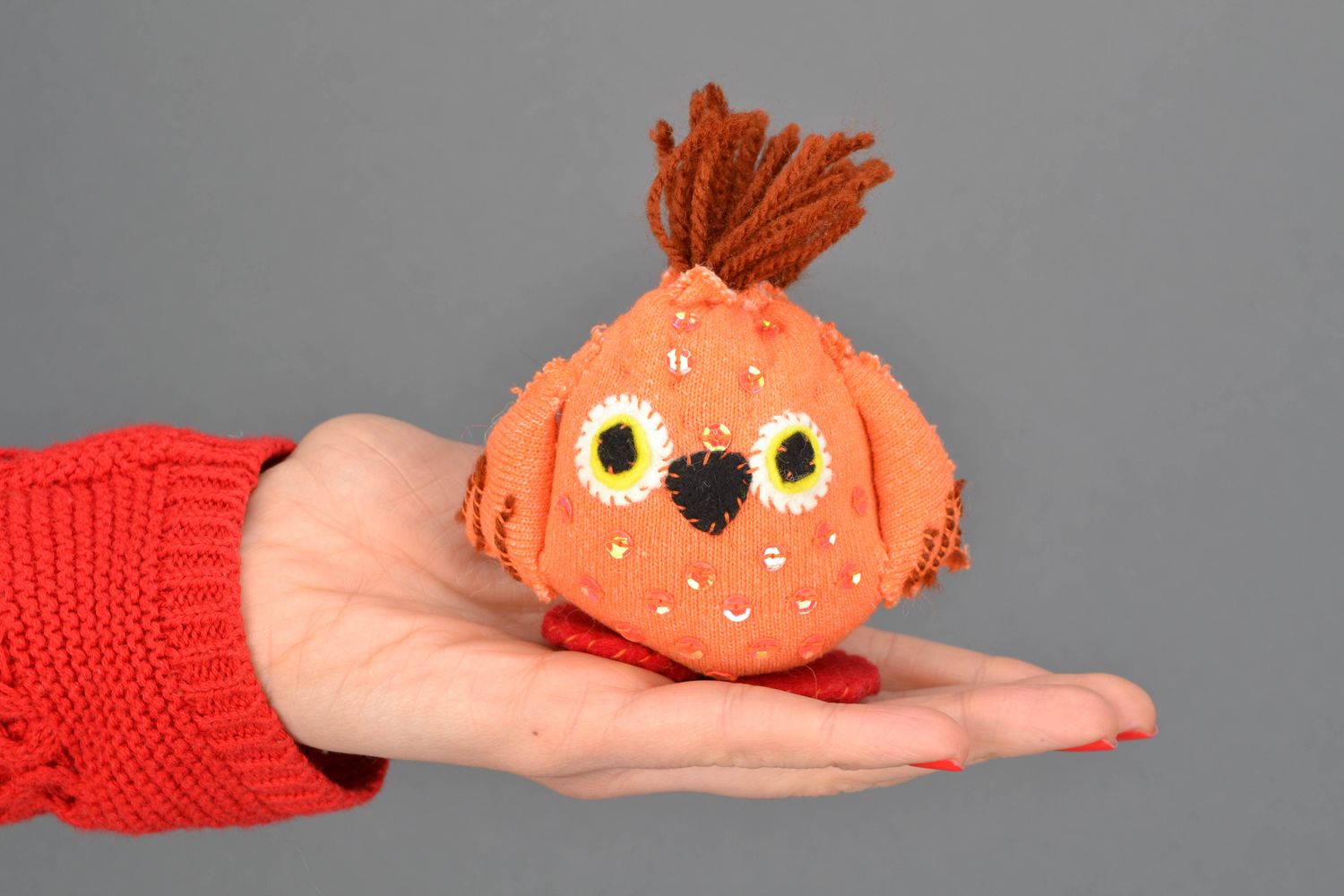 Pink fabric toy owl photo 4