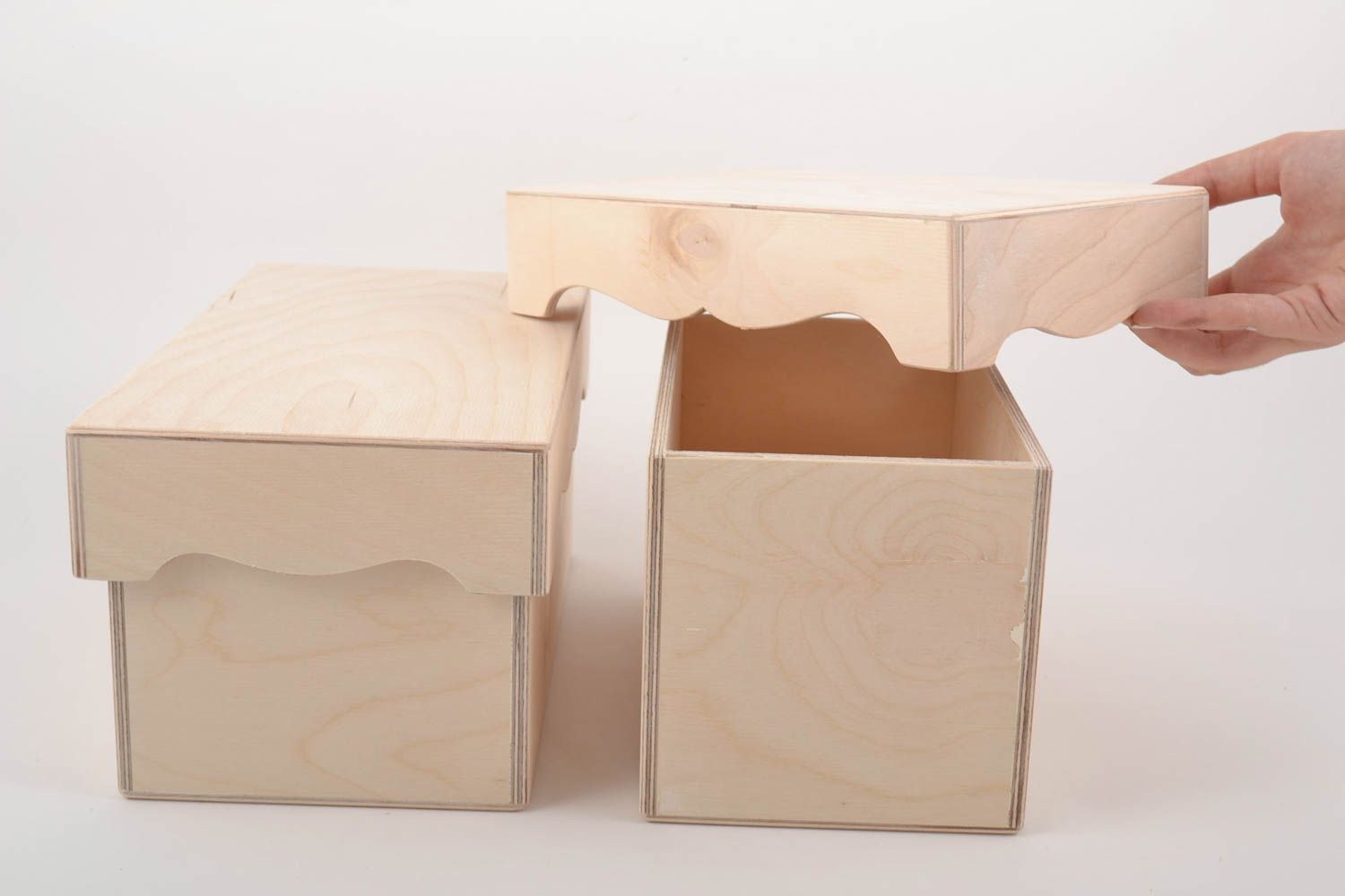 Ébauches de boîtes en bois faites main à décorer contreplaqué 2 pièces photo 4