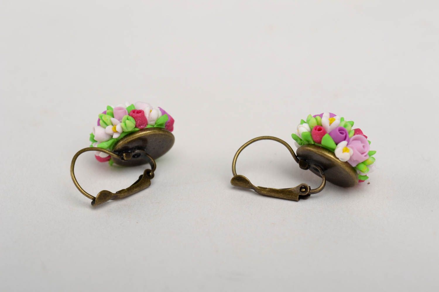 Handmade flower earrings tender spring jewelry unusual elegant earrings photo 3