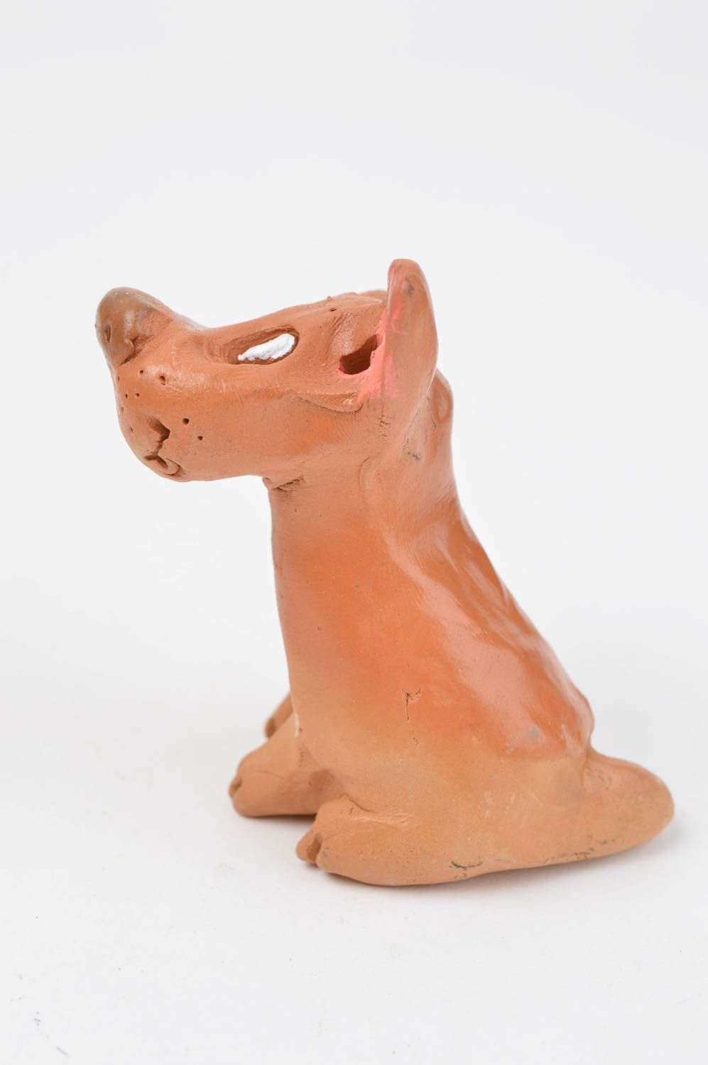 Handmade Hund Tier Figur Keramik Deko Wohnzimmer Dekoration klein braun schön foto 3