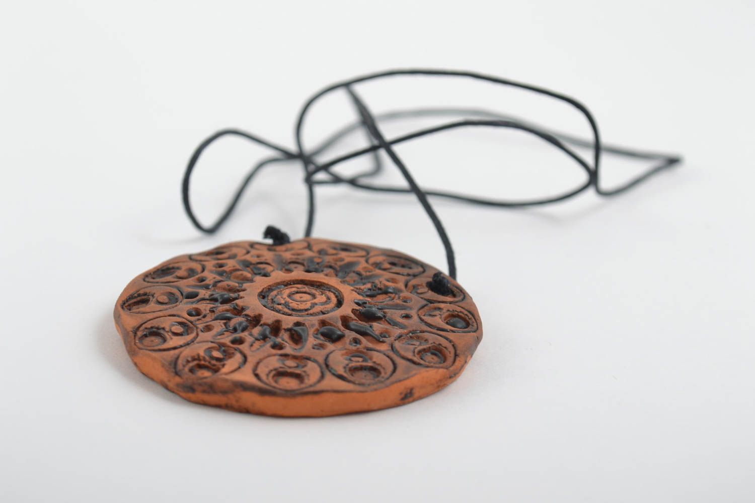 Beautiful handmade ceramic neck pendant unusual clay pendant fashion tips photo 4
