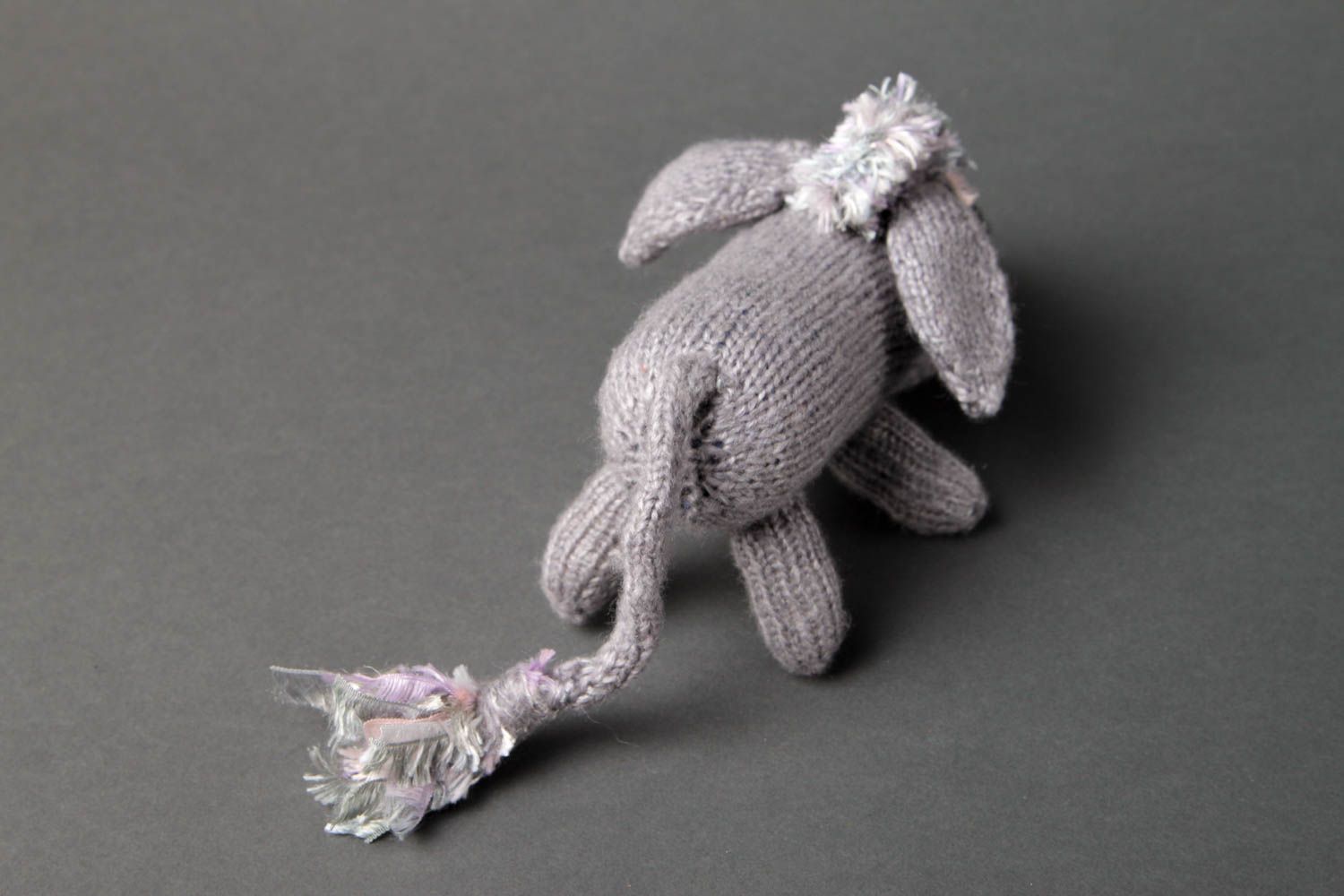 Peluche âne gris Jouet fait main tricoté en laine original Cadeau pour enfant photo 3