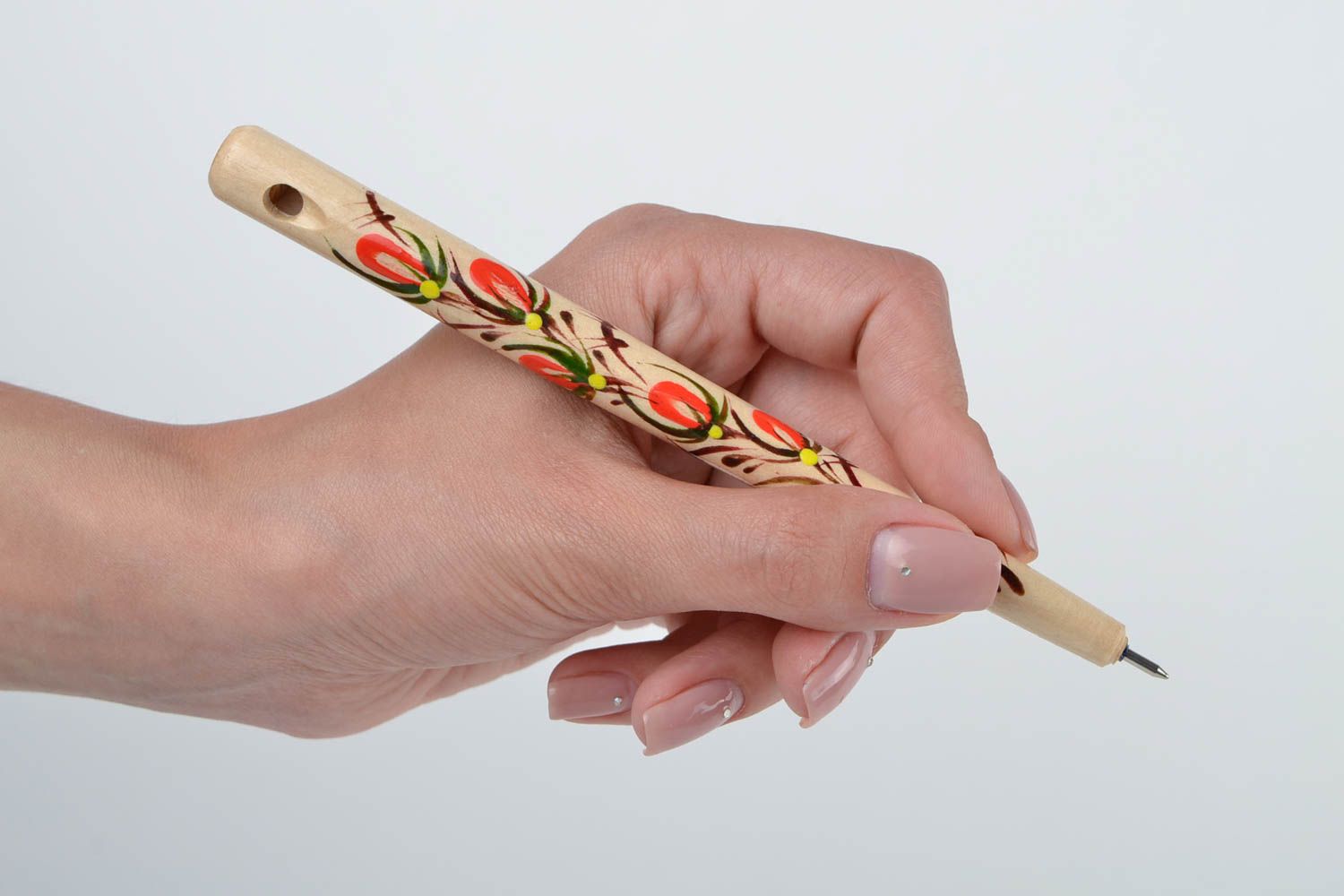 Handmade Kugelschreiber Holz Lippenpfeife aus Holz Accessoires aus Holz bemalt foto 2