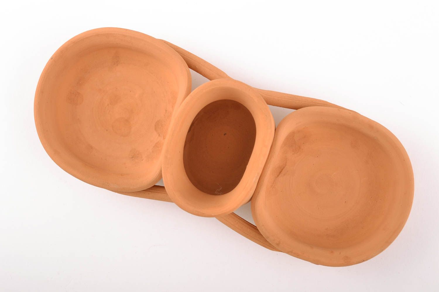 Handmade ceramic terracotta set of three jar plates for table décor 0,7 lb photo 2