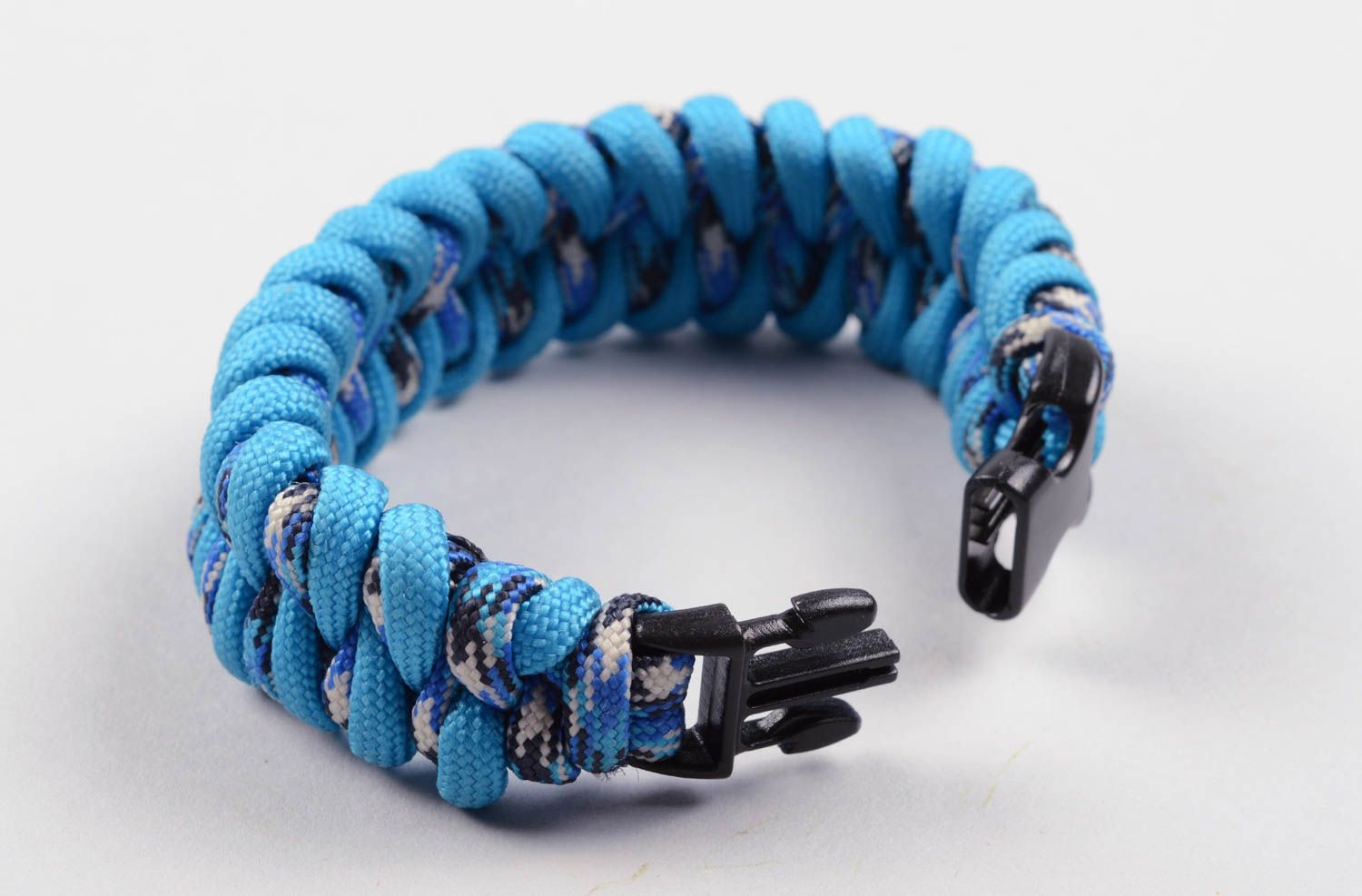 Handmade male designer bracelet unusual wide bracet blue paracord bracelet photo 3