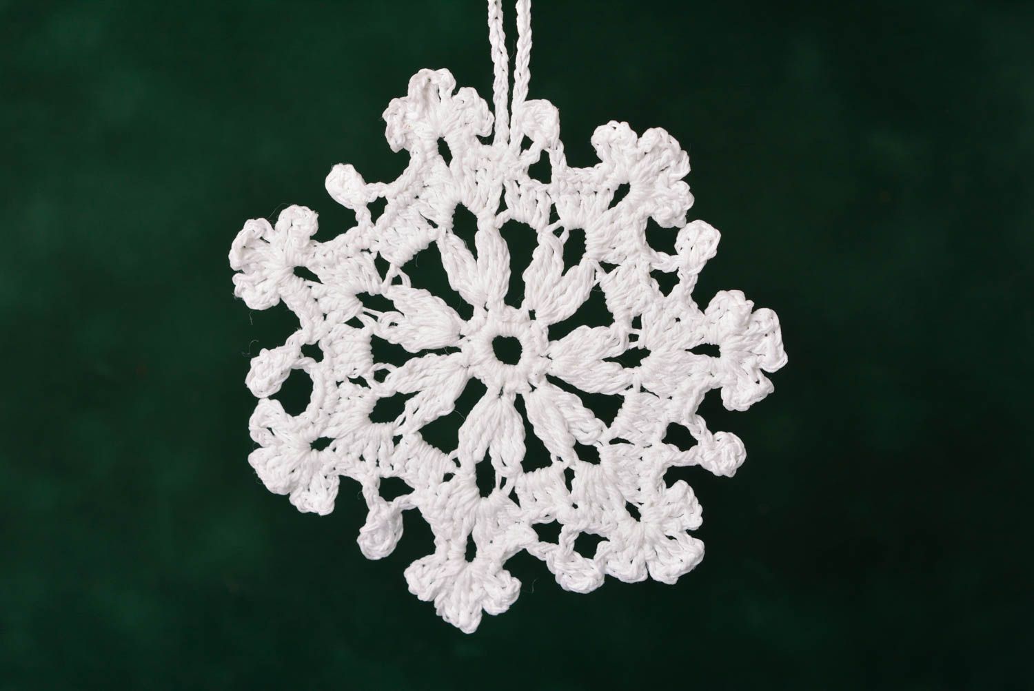 Handmade toy unusual toy for New Year tree decorative toy crocheted snowflake photo 4