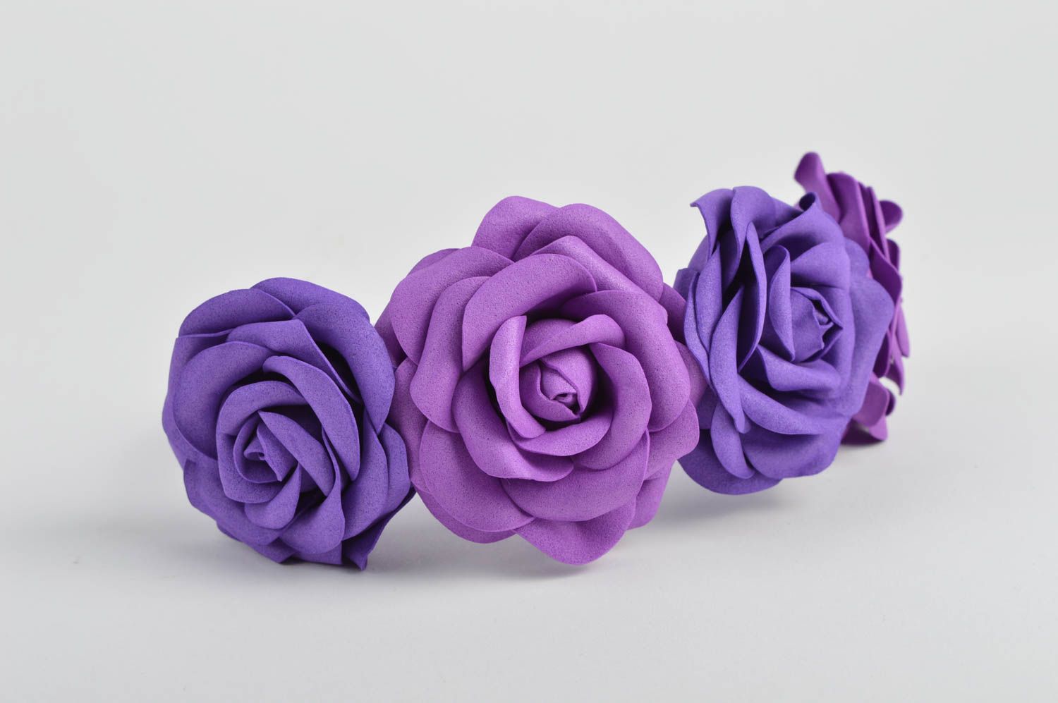 Handmade Blumen Haarreif Accessoire für Frauen Haar Schmuck aus Foamiran violett foto 2