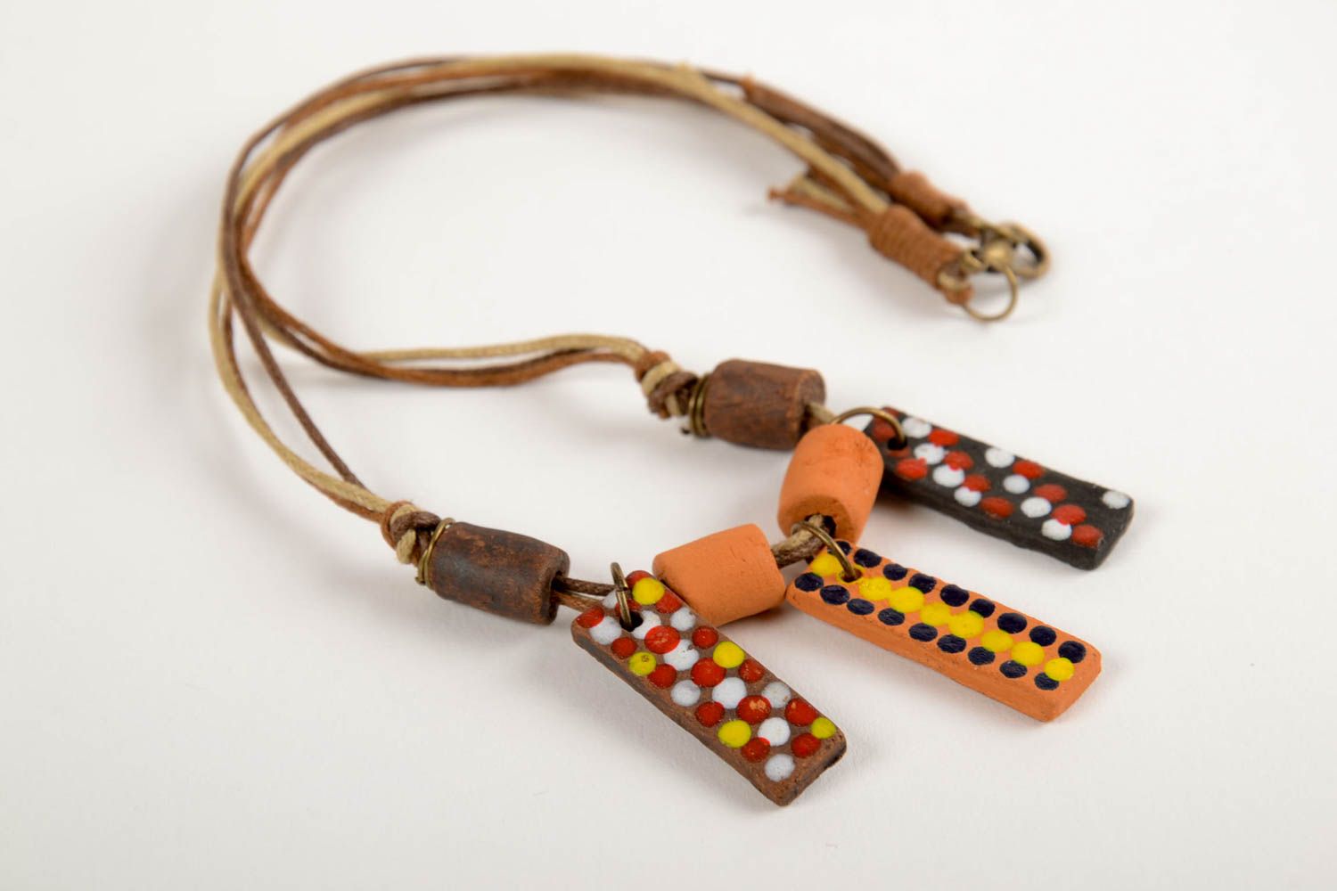 Handmade beaded necklace unusual stylish accessory ceramic necklace gift photo 5