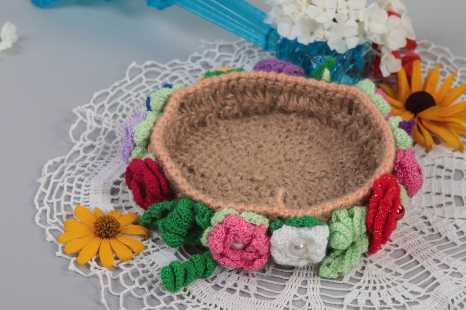 Handmade basket crochet basket decor ideas beautiful basket for decoration  photo 1