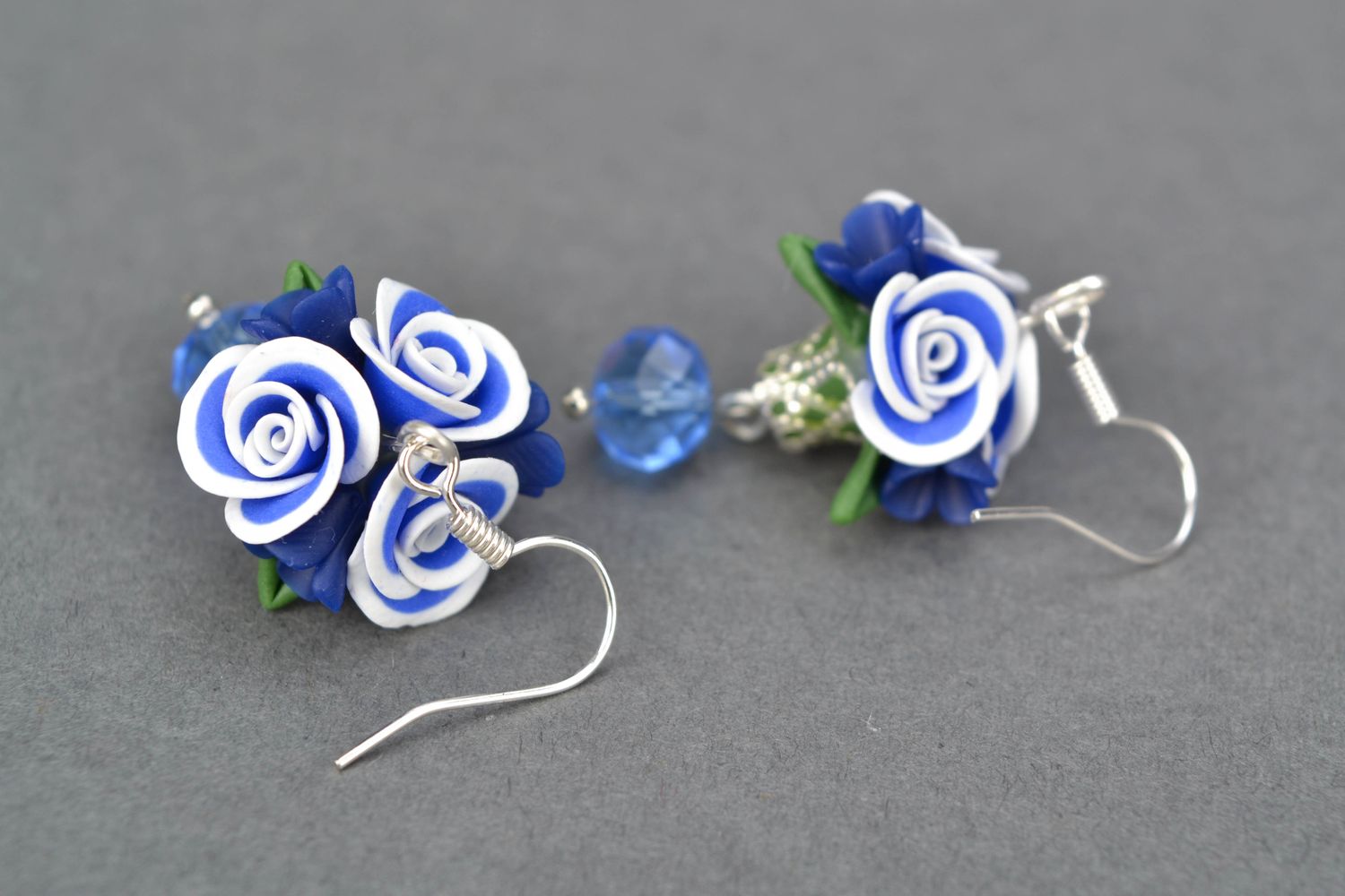 Polymer clay earrings with roses photo 4