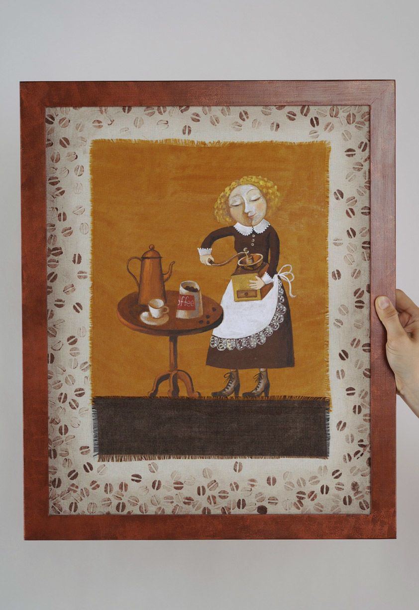 Picture with applique and painting Coffein photo 5