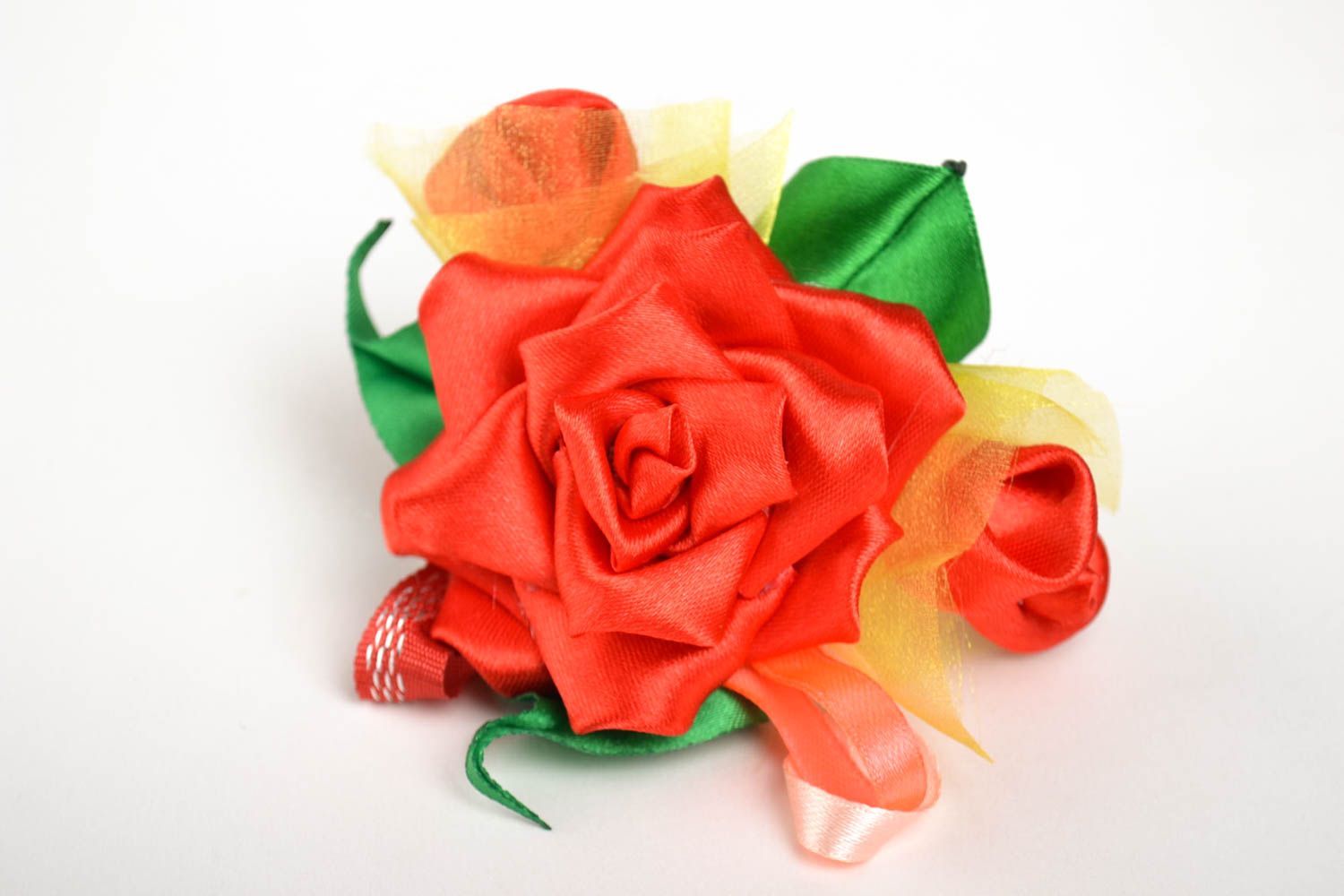 Handmade hair accessory scrunchy with flower ladies accessories kids gift photo 2