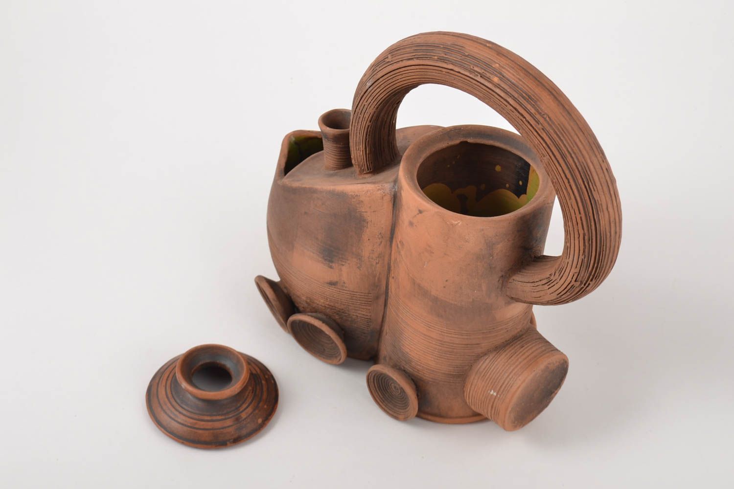 Tetera de cerámica hecha a mano vajilla original étnica utensilio de cocina  foto 3