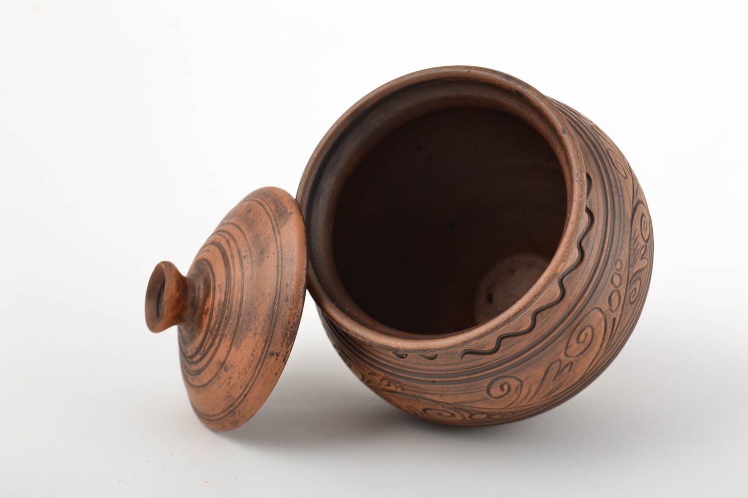 Handgemachte Keramik Tontopf mit Deckel Topf aus Ton Geschenk für Frau foto 3
