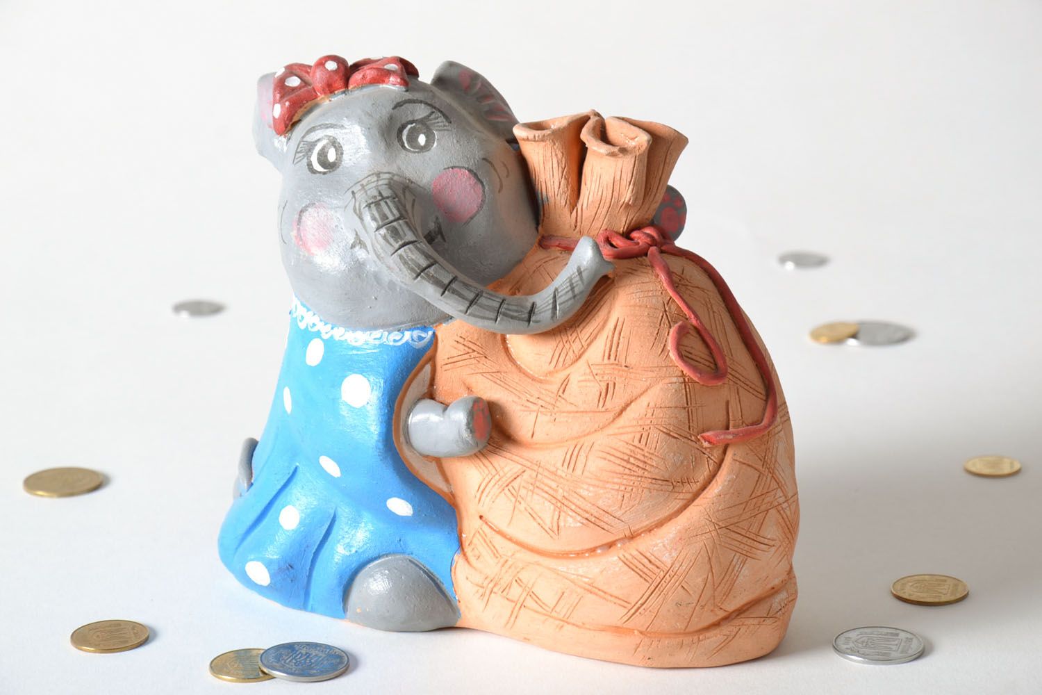 Clay money box in the shape of elephant photo 1
