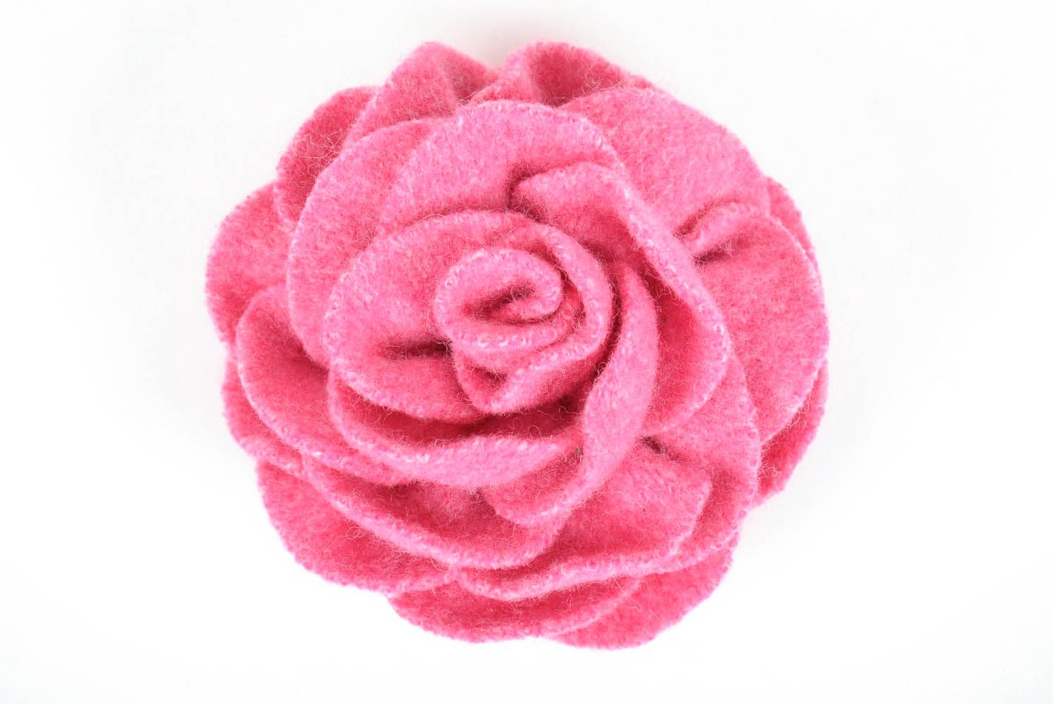 Broche de lã Rosa foto 2