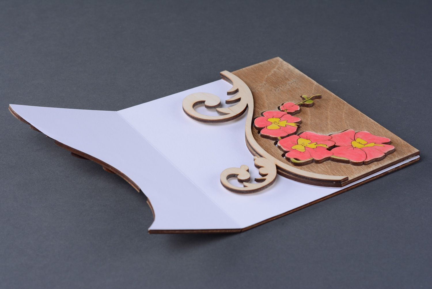 Carte de vœux artisanale faite main avec fleurs cadeau original pour femme photo 4