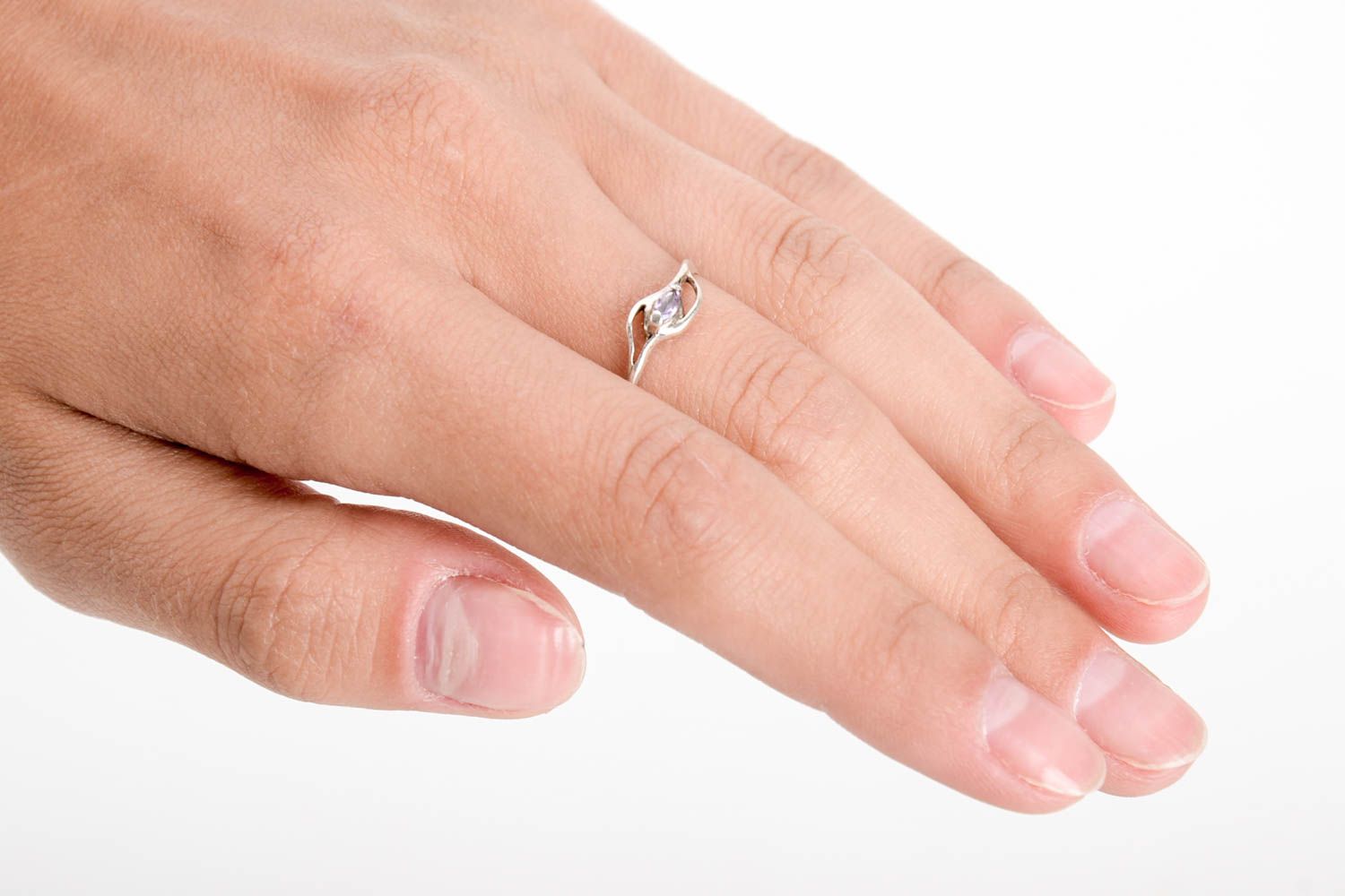 Серебряное украшение ручной работы серебряное кольцо женское кольцо с аметистом фото 1