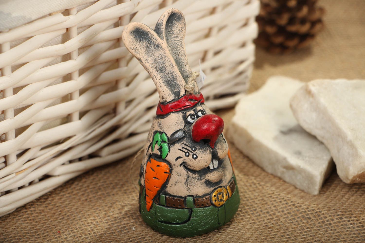 Painted ceramic bell Rabbit photo 5