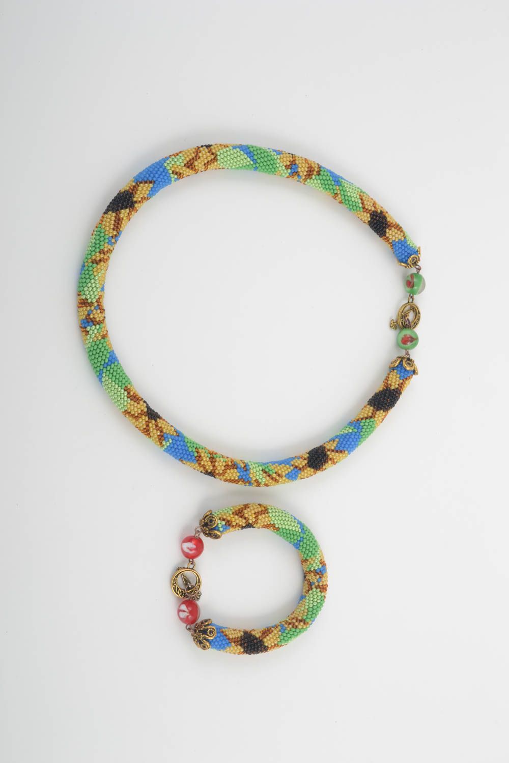 Designer unusual necklace handmade stylish jewelry set beautiful bracelet photo 4