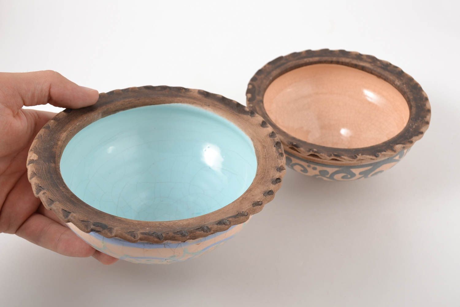 Schüssel Set handmade Keramik Schalen aus Ton für Suppen 2 Stück 500 ml foto 5